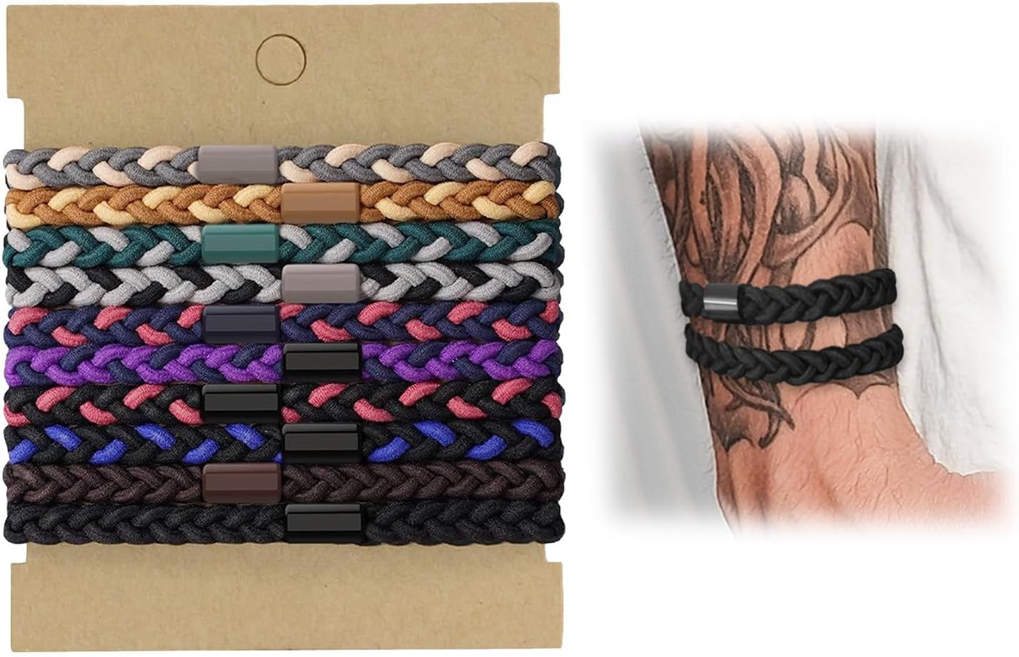 Zcbzbn Pack of 10 Men'S and Women'S Braided Hair Bands, Elastic Hair Bands, Fashion Ponytail Hair Bands for Straight, Curly, Long Hair Bun for Men and Women