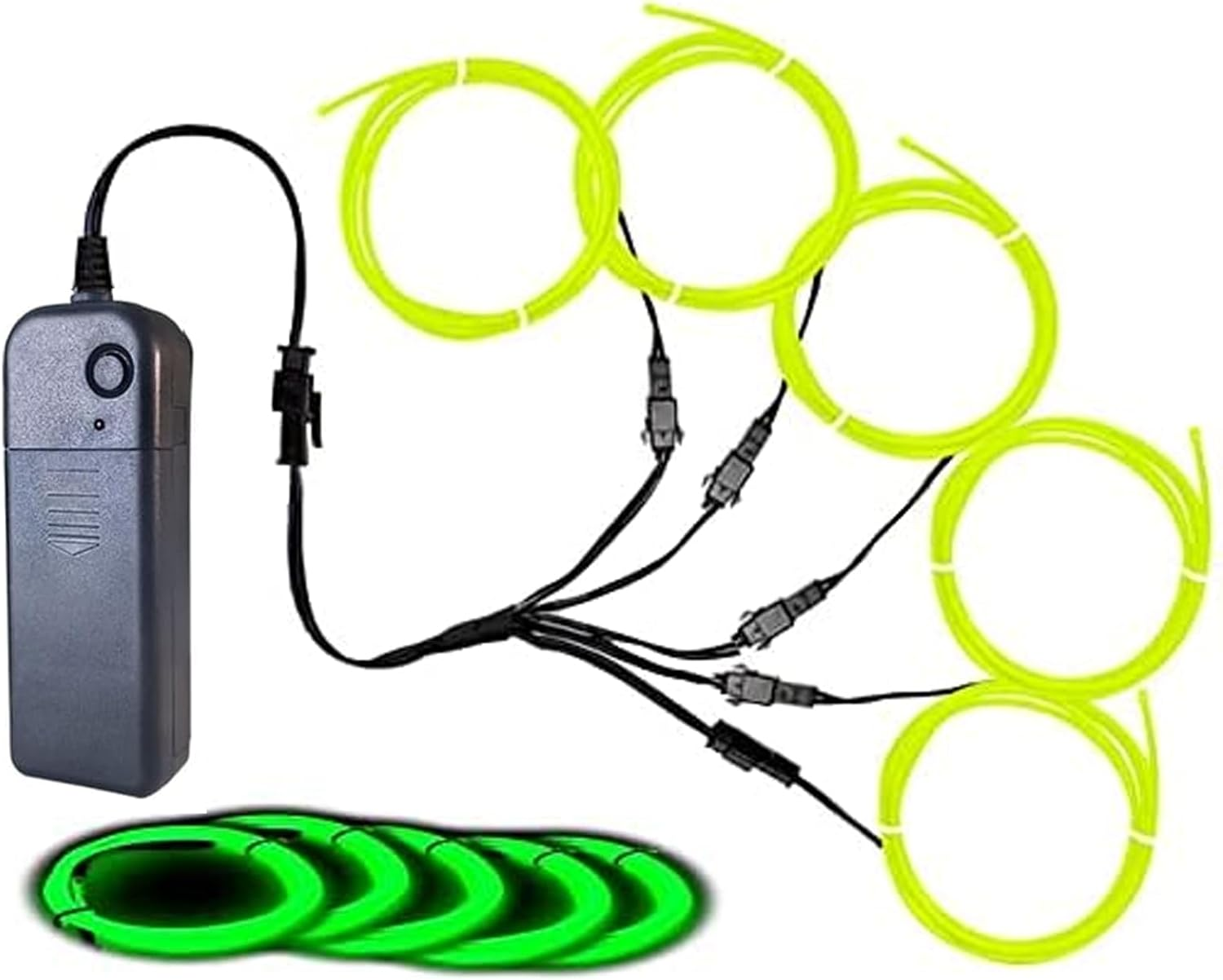 EL Wire Light, 16.4Ft/5M Portable Battery Pack Neon Lights Strip 360&deg; Cuttable Glowing Rope Lights for Parties, Halloween, DIY Decoration(Yellow)