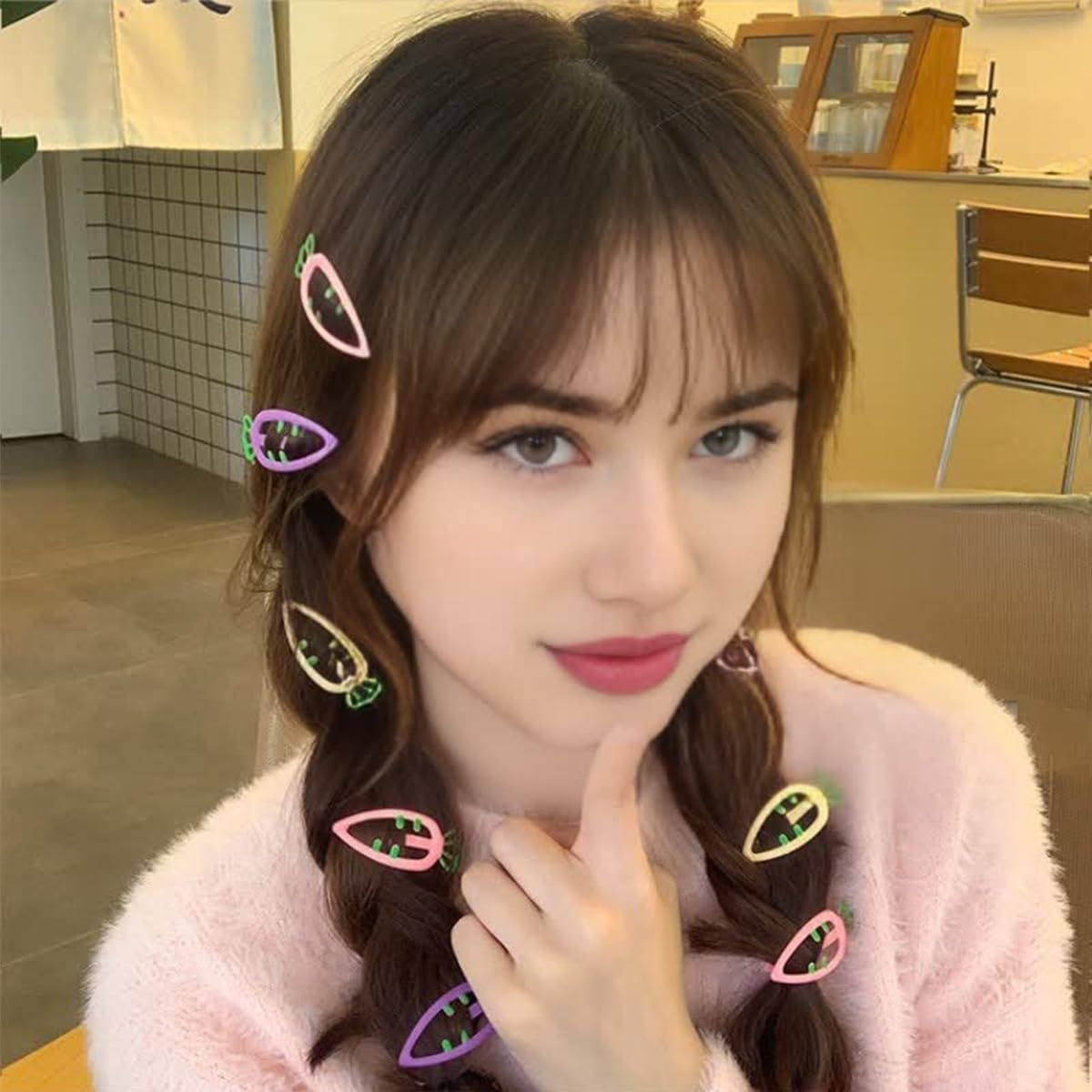 18Ps Hair Clips Women'S Small Mini Flower Shape Duckbill Hair Clips for Styling Flat Hair Clips Stripes Thick & Thin Hair Accessory image number 4