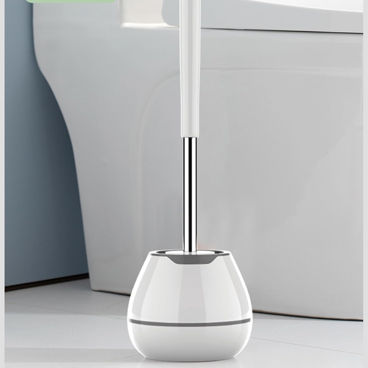 Toilet Brush Set - Modern Floor Standing Bathroom Cleaner with Soft Bristles | Includes Silicone Holder & Crevice Cleaning Tool (Odor-Resistant Design) image number 2