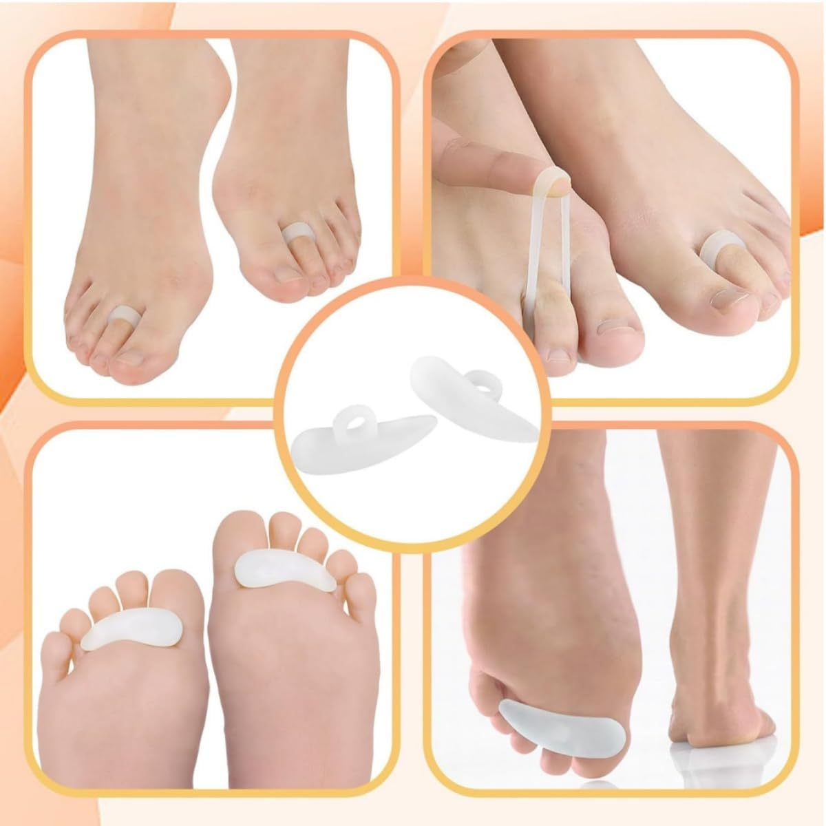 Lijuanwang Toe Separators, 6 Pairs of Silicone Toe Separators, Hammer Toe Pads, Hammer Toe Pads, Hallux Valgus Pads, Correction