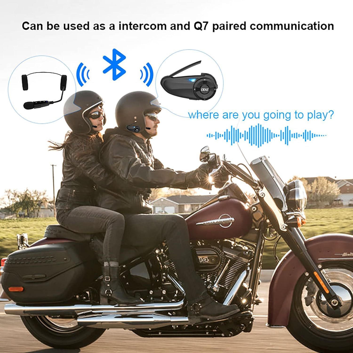 EJEAS E1+ Motorcycle Helmet Bluetooth Headset, Bluetooth 5.1 Helmet Speaker with Auto Answering Call and Noise Reduction Function, Motorcycle Helmet Headphone Can Connect 2 Mobile Phones image number 2