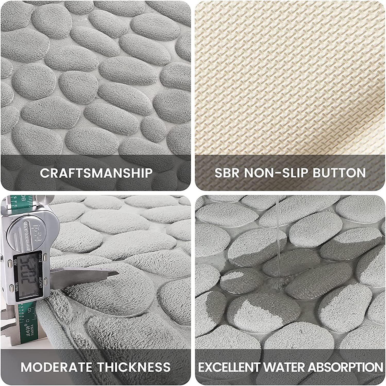 Bath Mat Set 2 Piece, Bathroom Rugs and U-Shaped Toilet Mats Set, Non-Slip, Absorbent, Quick Drying Memory Foam Bath Mat Set Machine Washable, Suitable for Tub, Shower and Bath Room image number 5