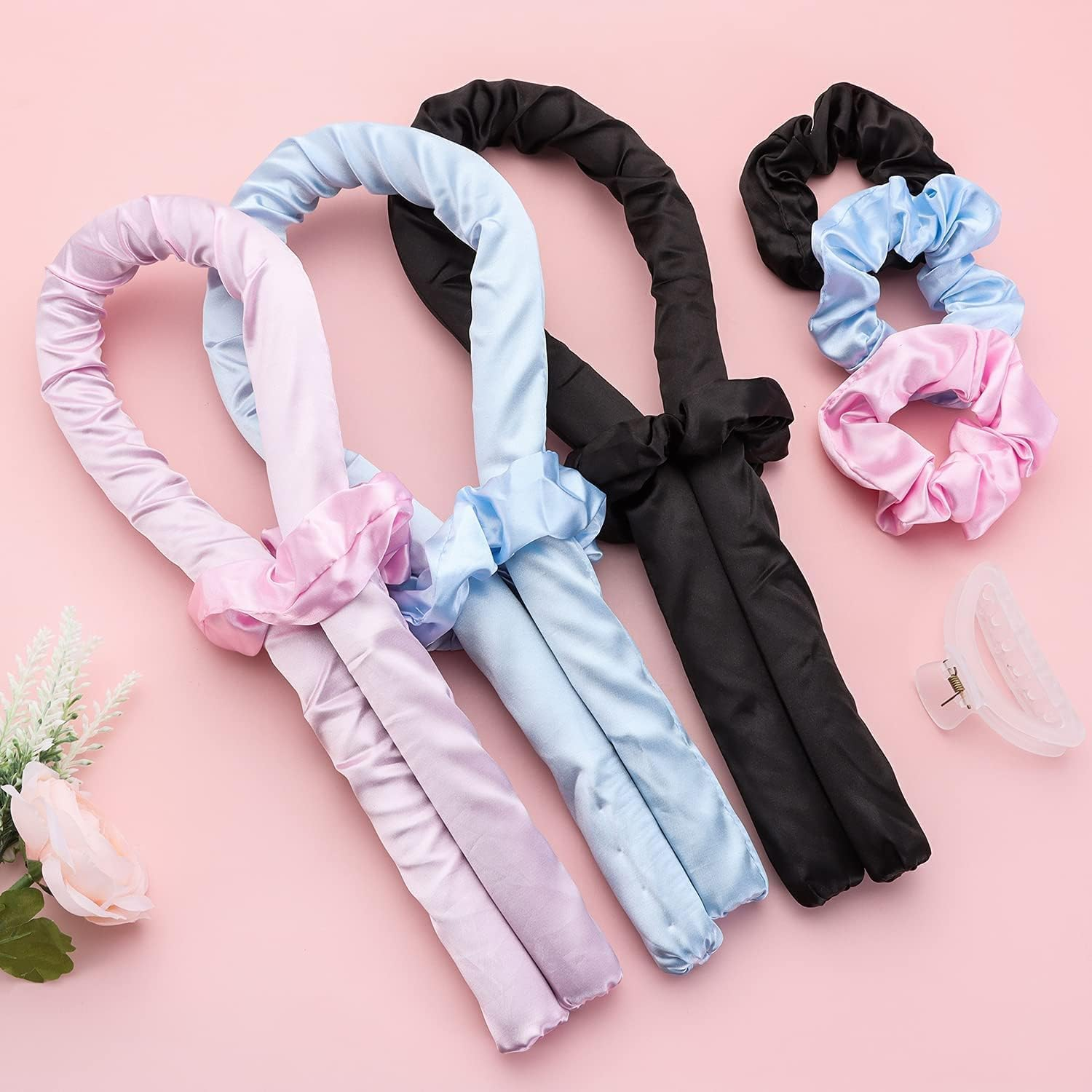 Heatless Hair Curlers for Long Hair Overnight Curlst, Women Girls No Heat Heatless Curls Hair Rollers, Soft Foam Heatless Curling Rod Headband, Curling Ribbon for Natural Hair (Champagne, Medium)