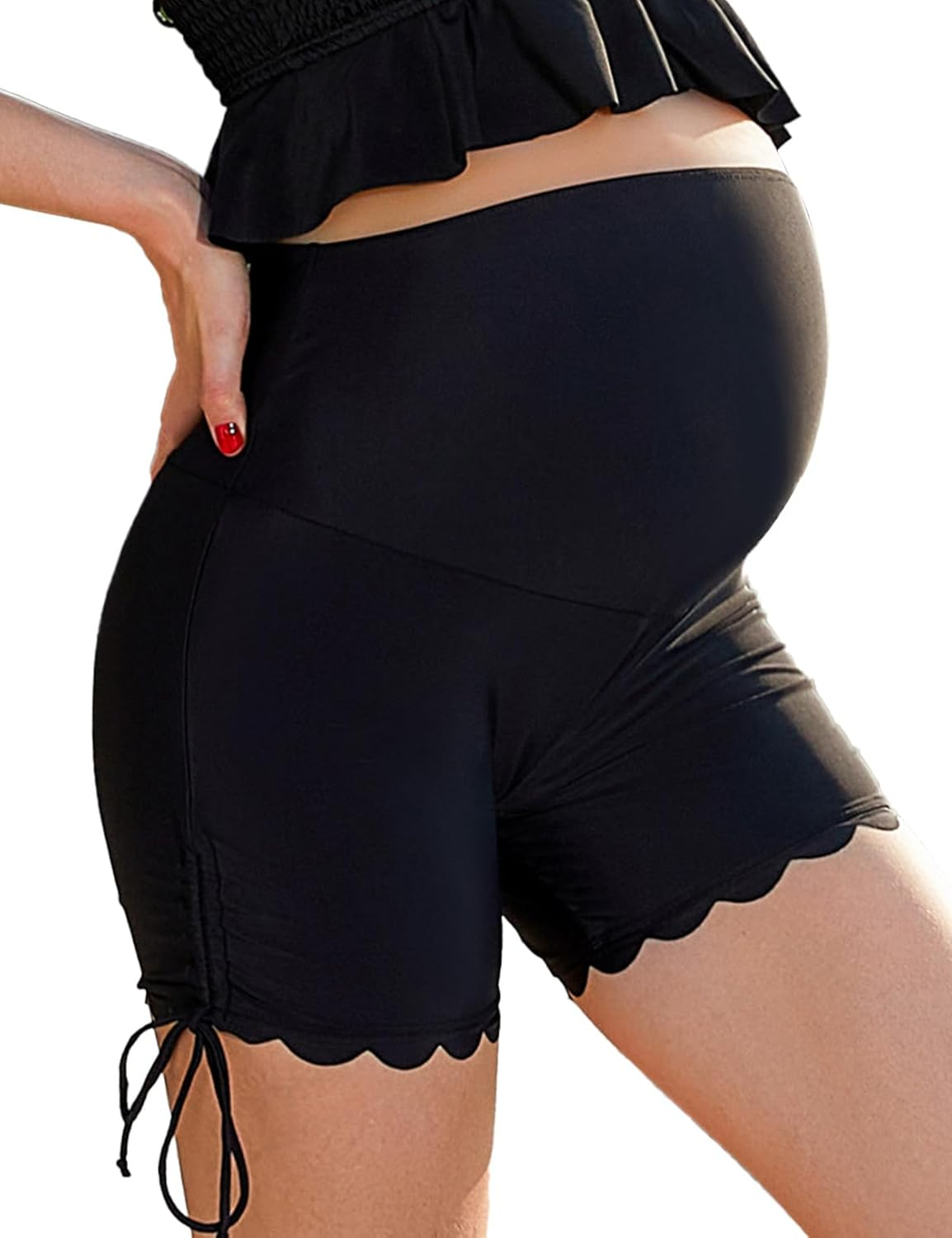 Bhome Maternity Swim Bottom High Waisted Maternity Swim Shorts Pregnant Swim Suit image number 3