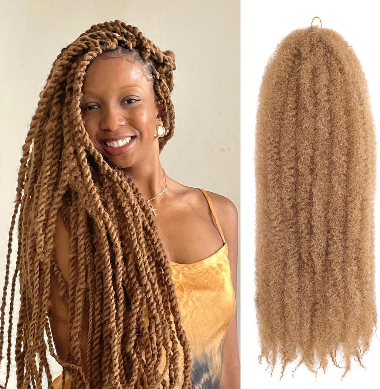 ZRQ Marley Twists Braiding Hair 24" 27 Afro Kinky Marley Hair Crochet Braids 8 Packs Synthetic Twist Crochet Hair for Curls (24", 27#) image number 4