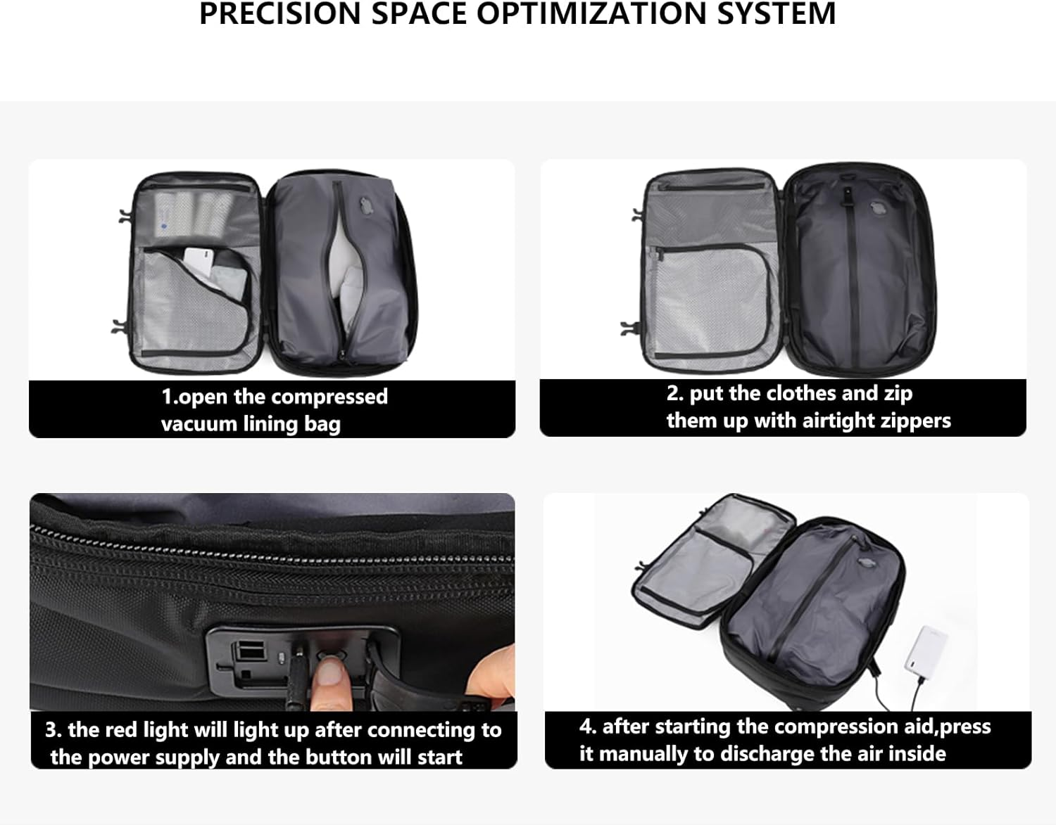 [LIGHTGO] Vacuum Compression Backpack with Built-In Pump | Water-Resistant | Smart Storage Organiser | Carry-On Travel Backpack for Men & Women image number 2