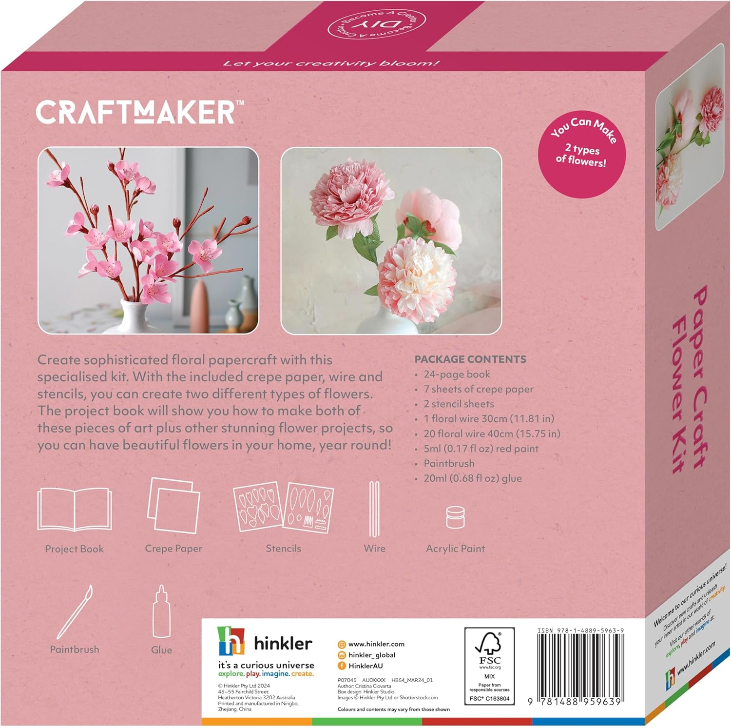 Craft Maker Paper Craft Flower Kit - DIY Flower Crafting for Adults - Paper and Tools Included - Easy-To-Follow Projects - Creative Arts and Crafts image number 6