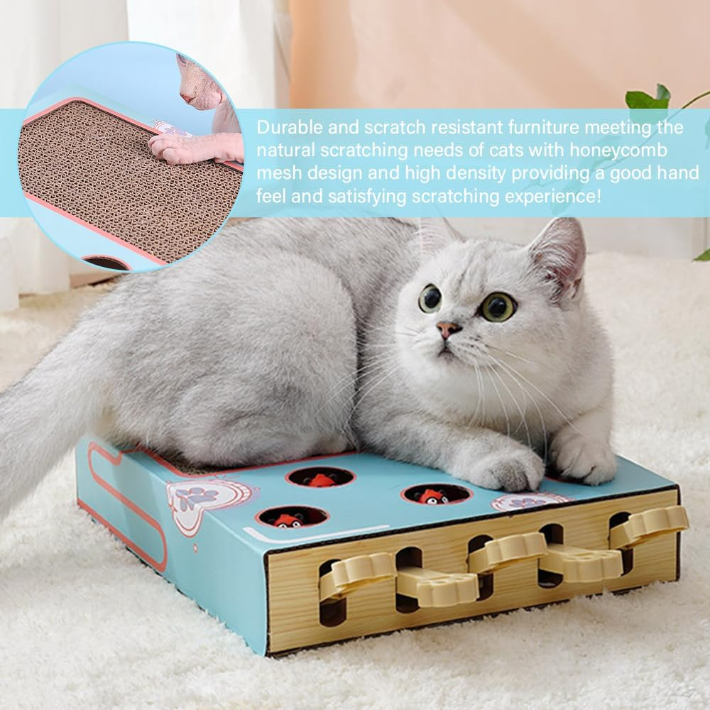 Interactive Cat Enrichment Tool,Kitty Puzzle Box,Kitty Scratching Board,Cat Claw Sharpening Pad, with Spring,Pet Interactive Tool,Bring Fun, Relieve Boredom and Train IQ image number 1
