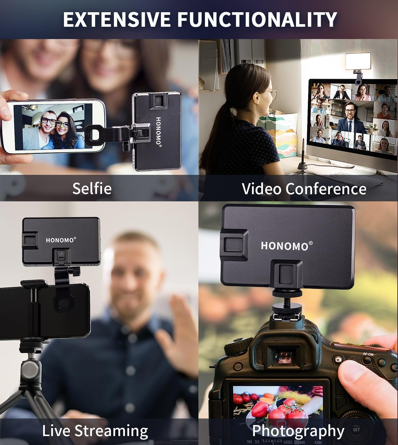 120LED Portable Selfie Light: HONOMO Versatile Phone Light for Iphone & Camera | 3000Mah Rechargeable Video Light | Halloween, Christmas & New Year'S Accessory for Photos & Streaming