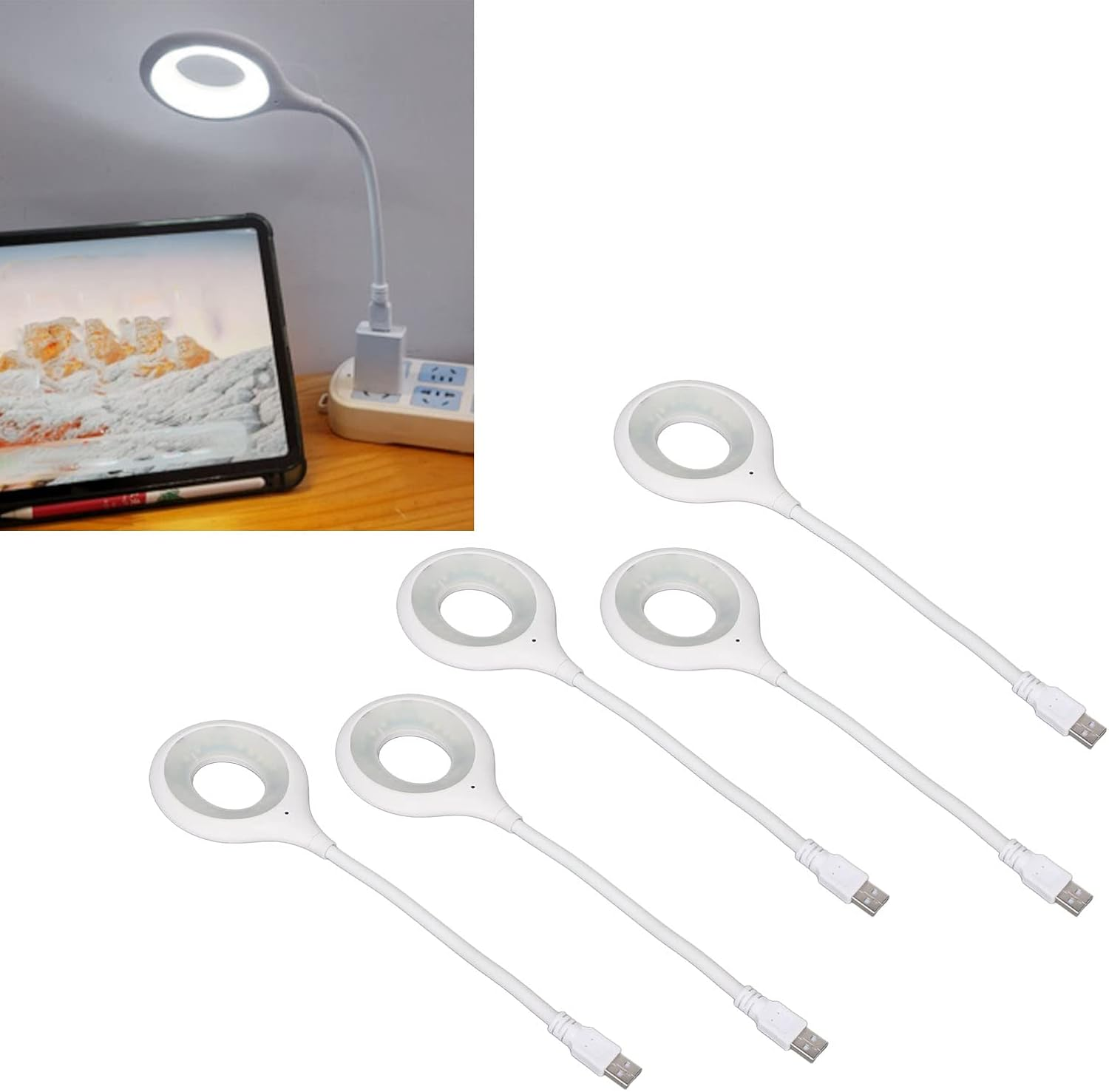 USB Reading Light, USB LED Light Lamp for Power Bank 5Pcs USB Voice Control Night Light 3 Colors Eye Smart Small Night Light for Home Bedroom Office image number 2