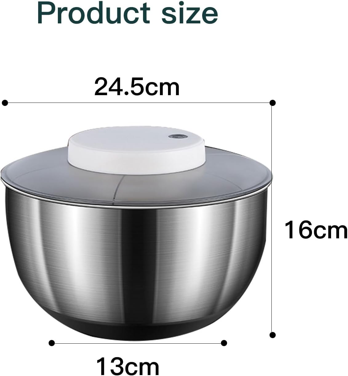 Salad Spinner, Stainless Steel Electric Vegetable Washer Dryer 4.5L Large Capacity Lettuce Spinner with Drainage Basket Salad Dryer Mixer for Vegetables, Herbs, Berries image number 2