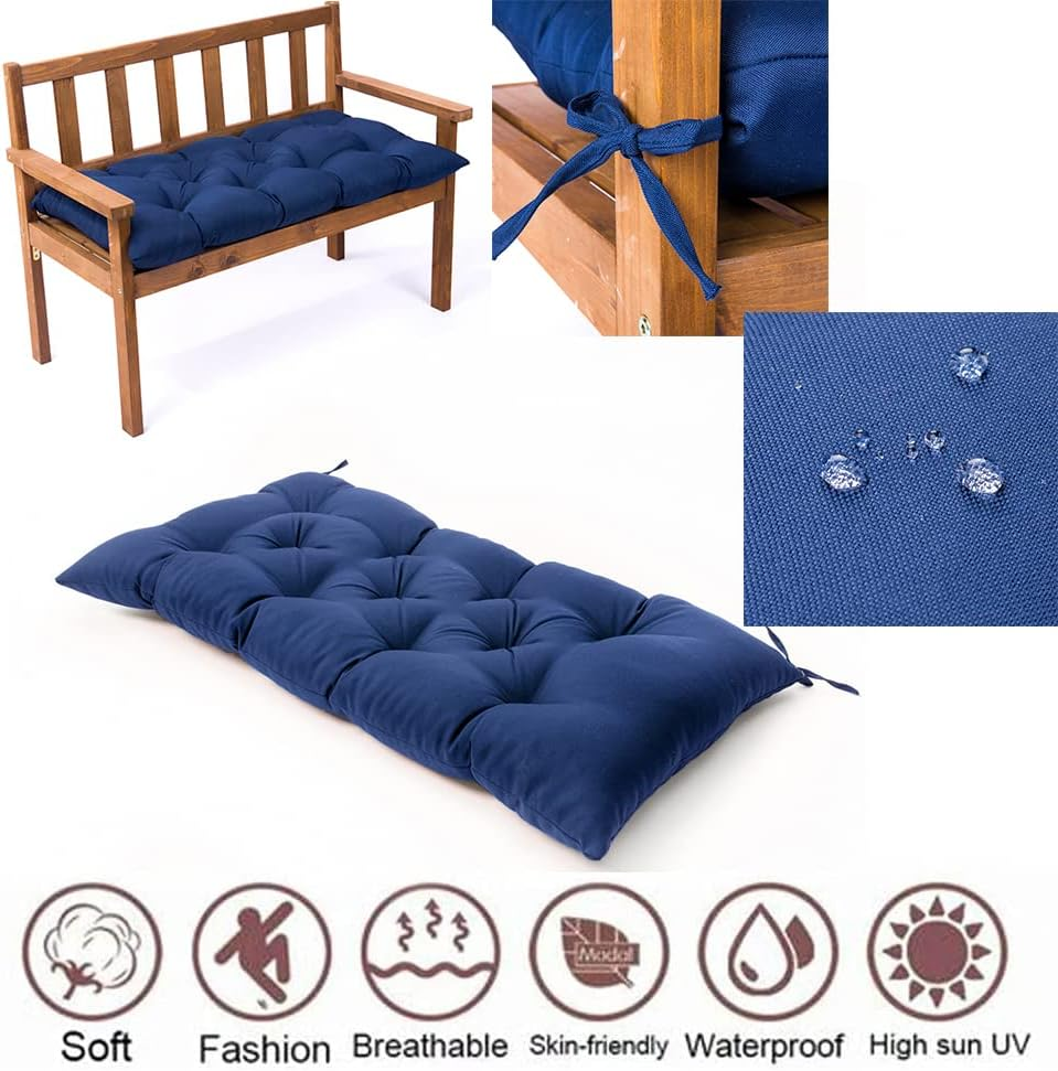 Waterproof Lounger Seat Cushions Outdoor Loveseat Bench Seat Pads Tufted Bench Cushion (39.4 X 19.7 Inch, Khaki) image number 2