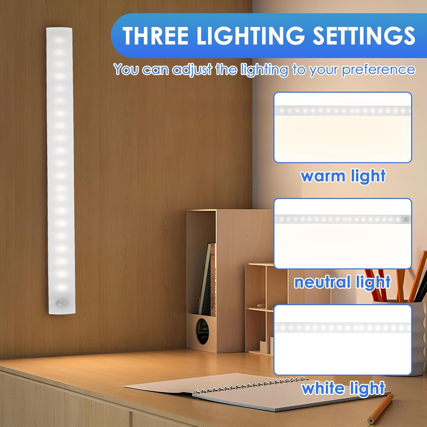 3Pcs Motion Activated RV Step Lights, RV Step Lights Motion Activated LED Travel Trailer Steps Light 42LED Rechargeable LED Light Strips RV Magnetic Motion Sensor Light Bar image number 5