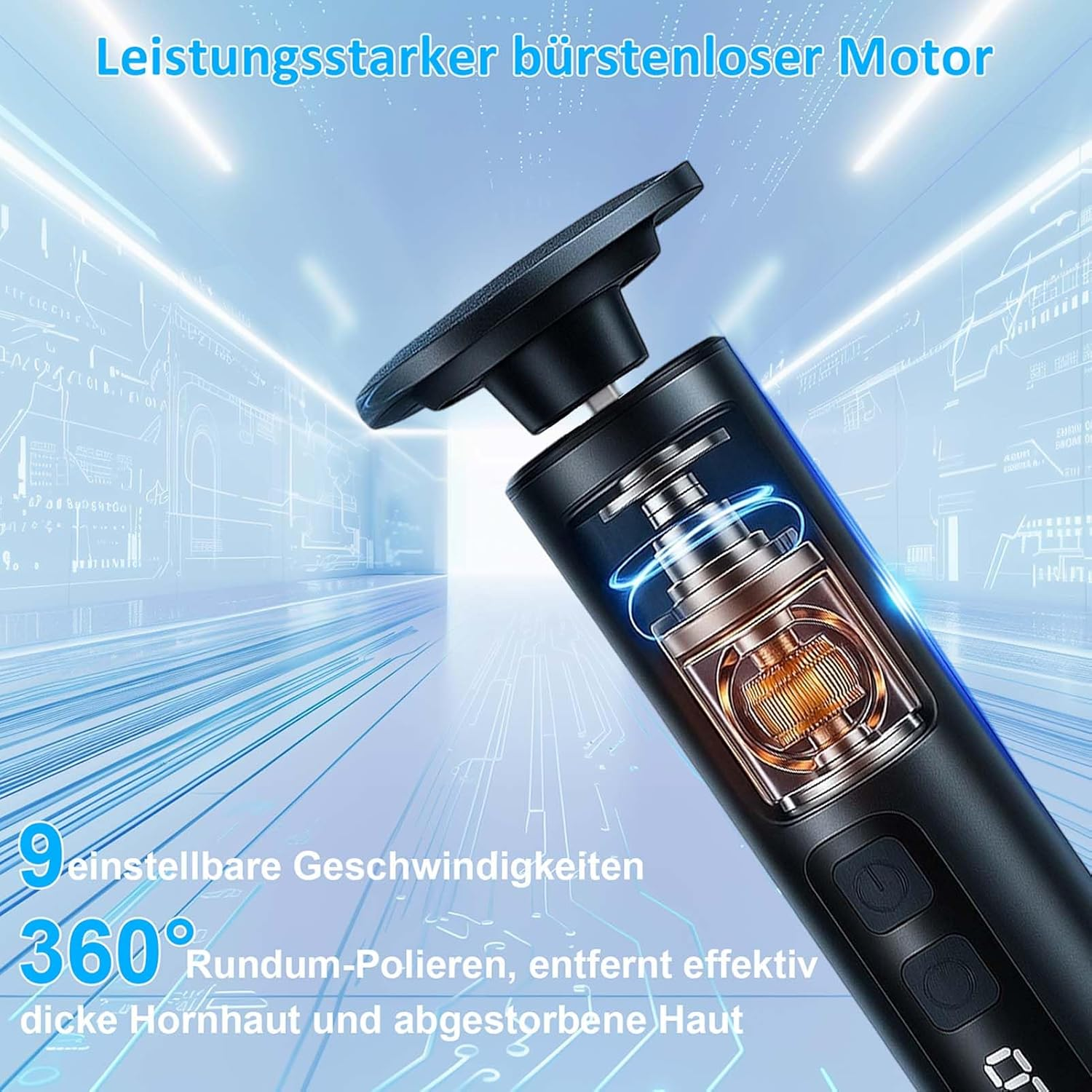 Electric Callus Remover, Rechargeable 9 Adjustable Speed Callus Remover with 30 Replacement Pads, Foot Care Device Pedicure for Dead/Hard/Cracked Skin, 2 in 1 for Foot and Hand Care image number 2