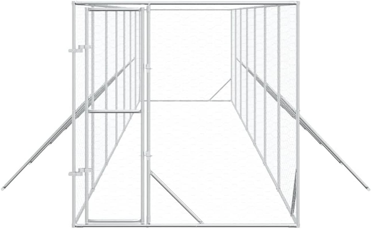 Outdoor Dog Kennel Silver 2X14X2 M Galvanised Steel Pet Shelter Large Yard image number 4