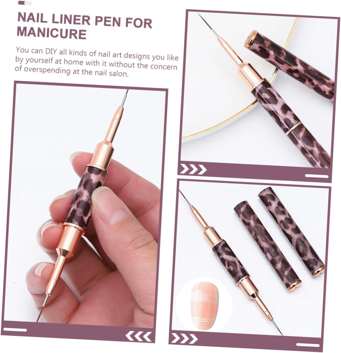 Nail Art Pen Leopard Print Pencil Double-End Nail Liner Brush Pen for Home Salon image number 3