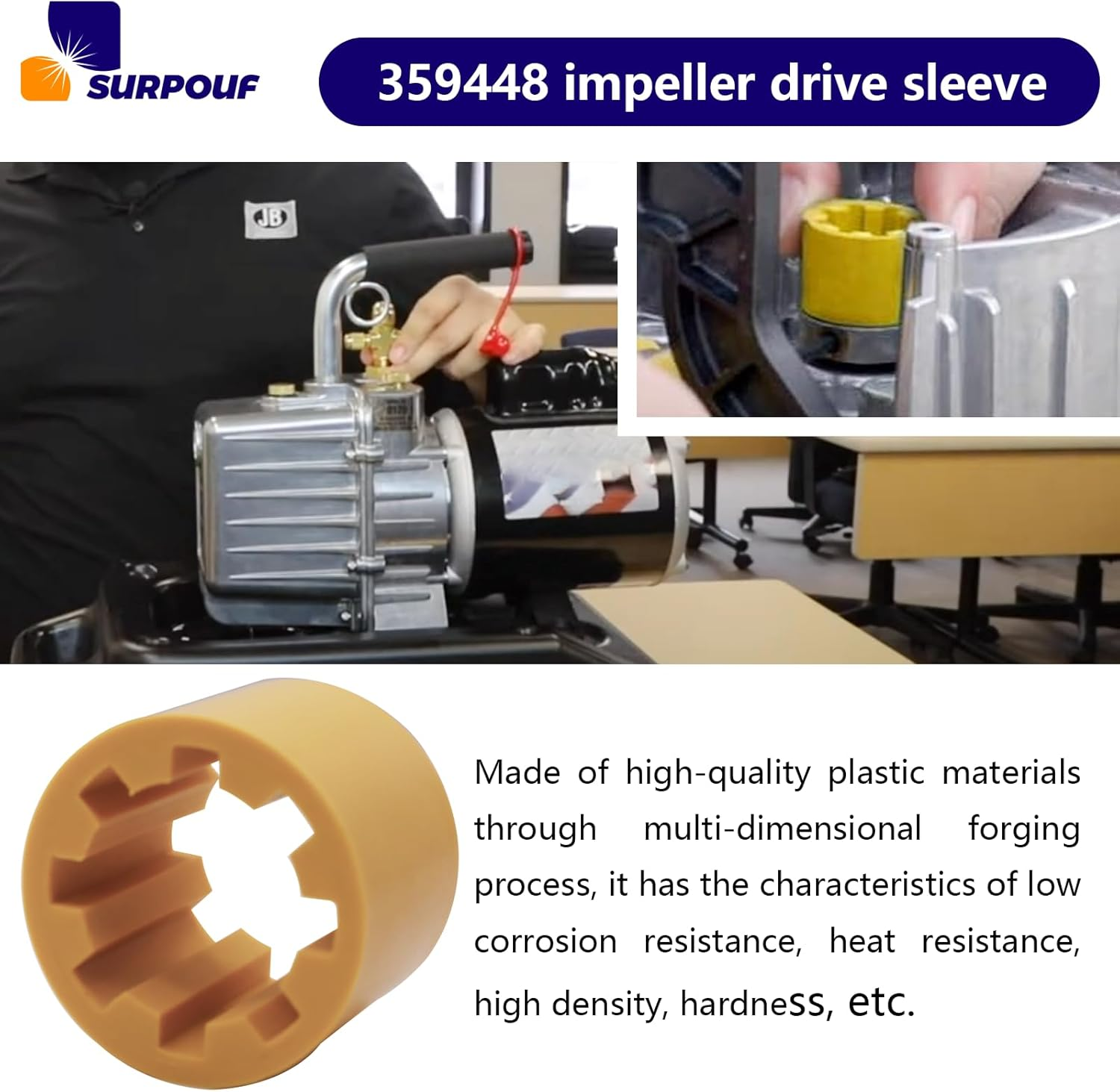 359448,Power Systems Impeller Drive Sleeve 359448 Compatible with Kohler 4EF 4EFCD 5E 5ECD 6EF 6EFCD 7.3E 7.3ECD image number 3