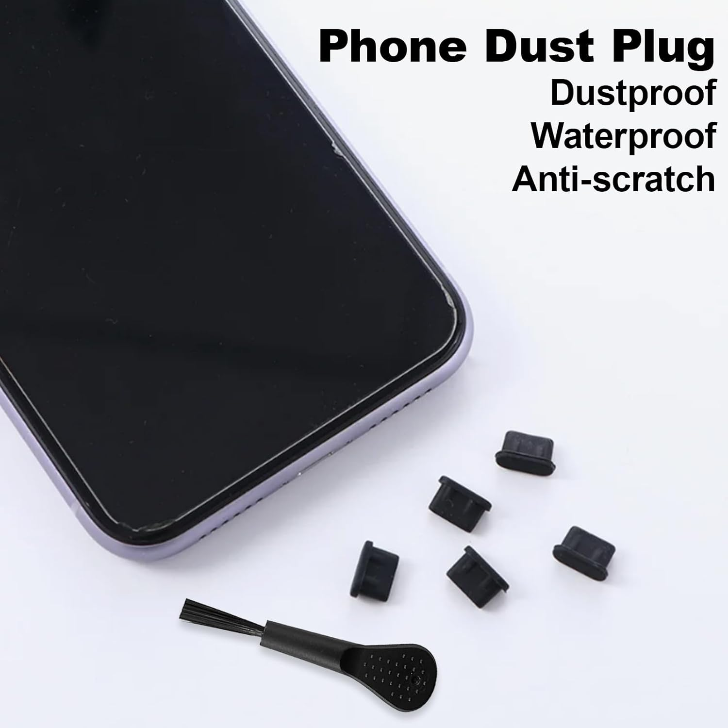 25 Pcs USB Type C anti Dust Cap Cover Port Plugs Protector,Usb C Dust Cover,Silicone Type-C Charger Protector,Usb C Dust Plug with Cleaning Brush for All Type-C Smartphones and Tablets - Black