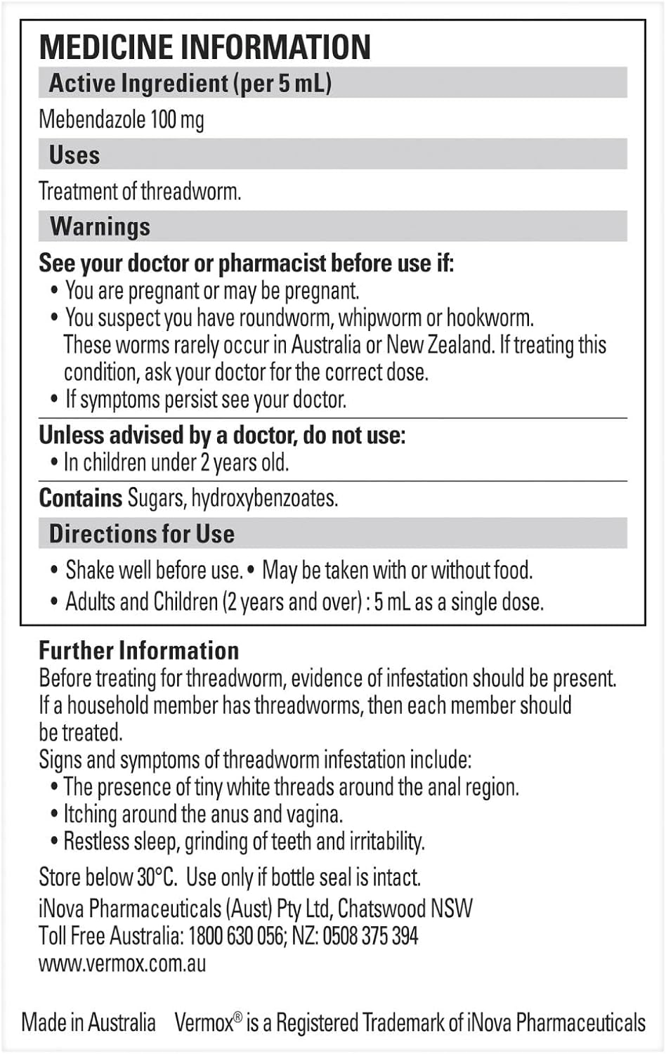 VERMOX Suspension 15Ml image number 1