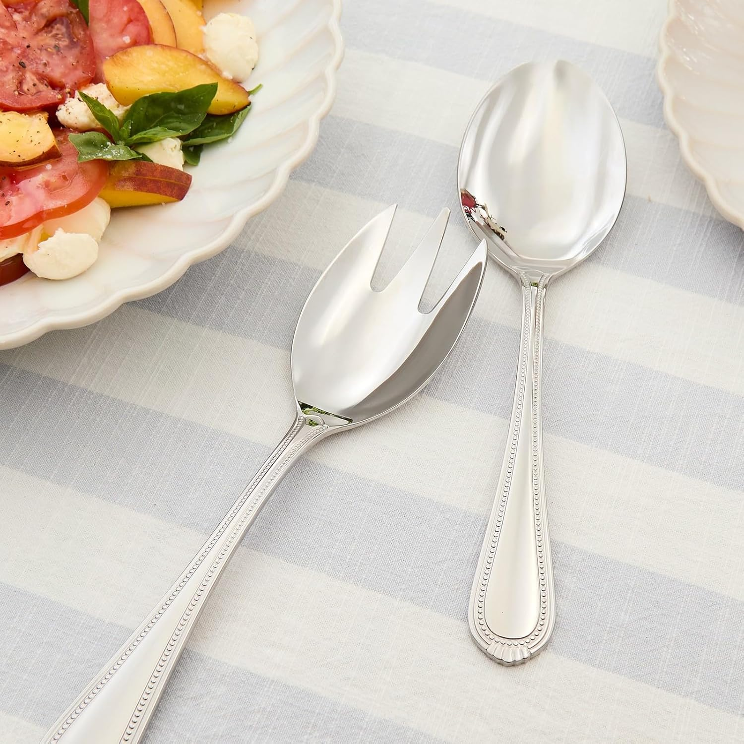 Casa Domani Brocade Salad Serving Set 2 Piece Stainless Steel Gift Boxed