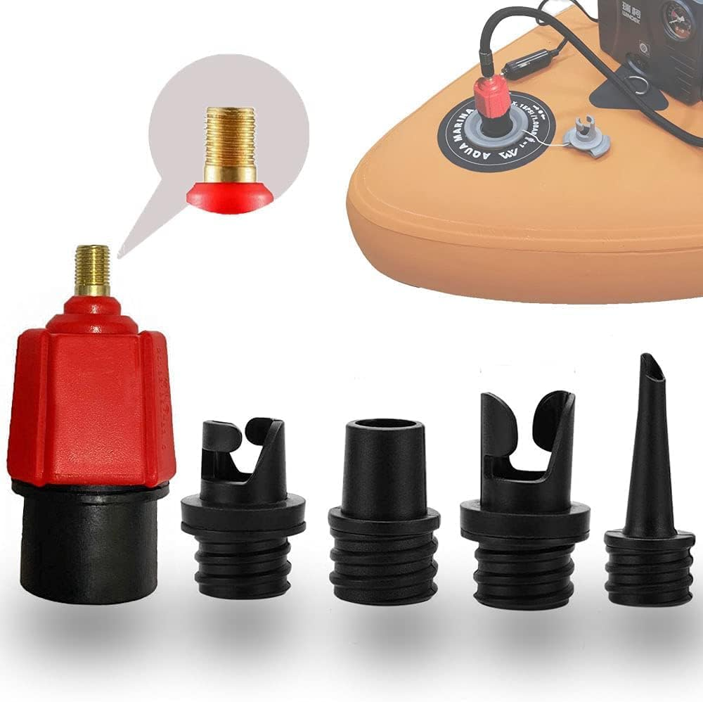 Inflatable Boat SUP Air Pump Adaptor,Air Valve Converter Multifunction SUP Air Valve Adapter with 4 Air Valve Nozzles,For Inflatable Bed Stand up Paddle Board,Kayak Dinghy, Inflatable Boat Sup image number 6