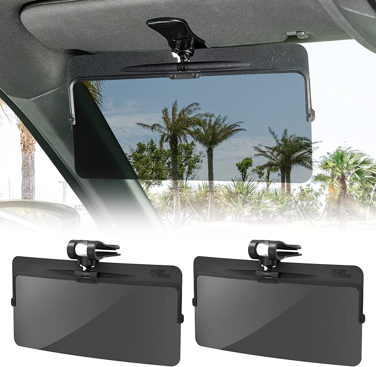 JOYTUTUS Sun Visor for Car, Universal Anti-Glare Polarized Sun Visor Extender Easy to Install, UV400 Car Visor Extension Protect from Glare/Uv Ray/Stray Light, Safe Driving for Car