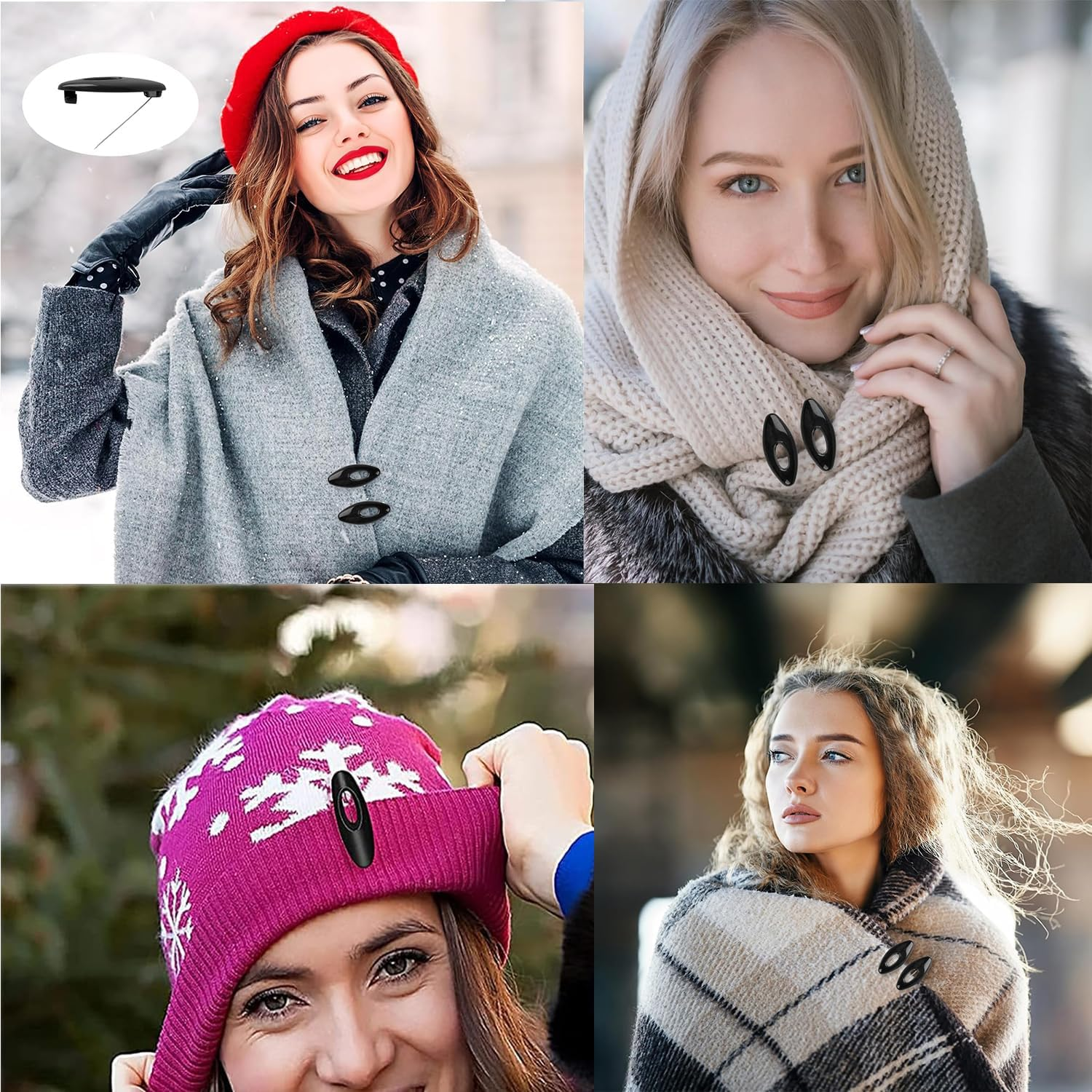 Paifencodill Scarf Safety Pin, 12 Pcs Cover Head Safety Pin Colored Scarf Safety Pin Plastic Pin Plastic Scarf Clip Plastic Cover Used for Sewing Clothes Scarves Shawls Decorative Accessories (Black) image number 1