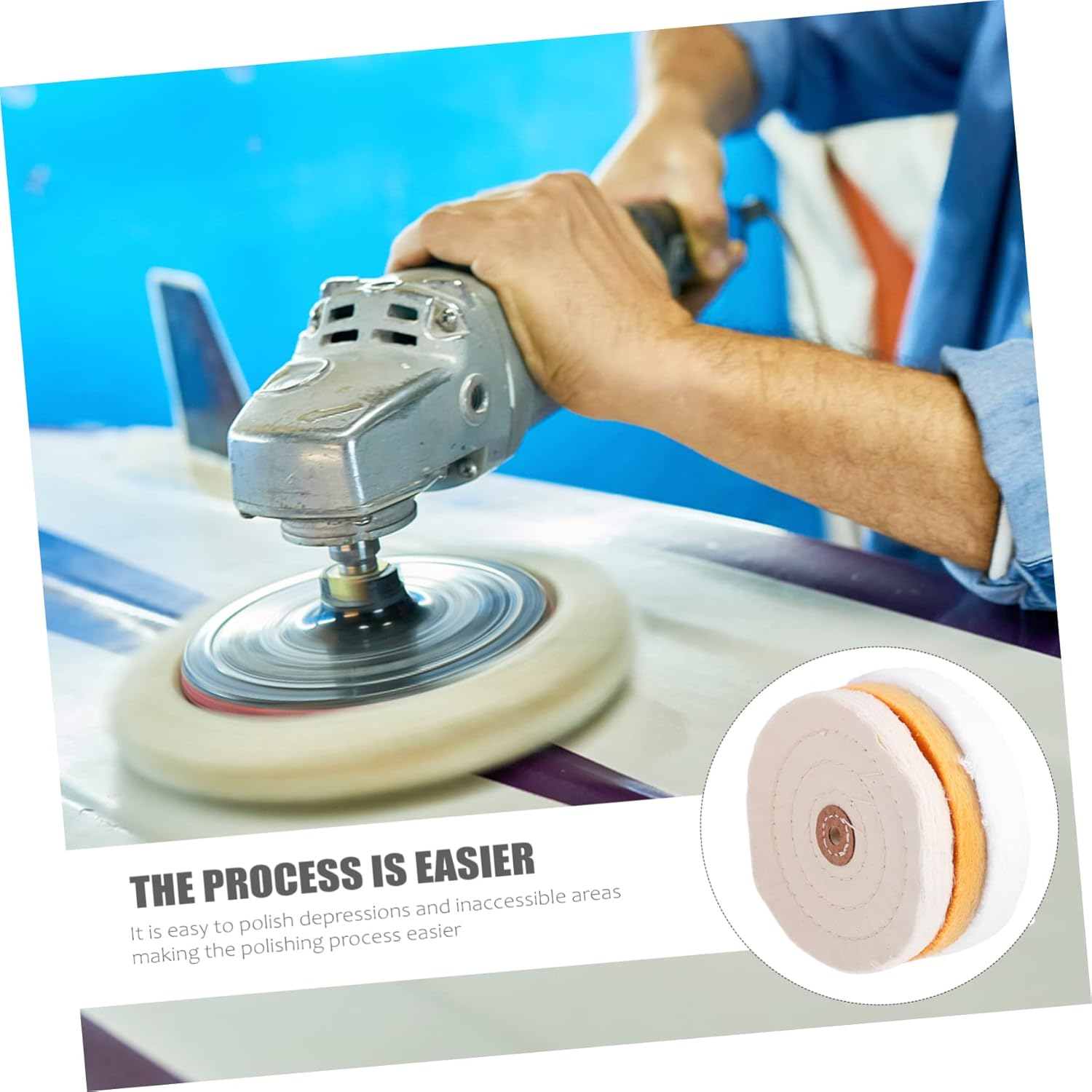 HEALEEP 3Pcs Cloth Wheel Polishing Tool Set Buffing Wheel Pad Kit for Car Polisher Equipment for Mirror Finish image number 6