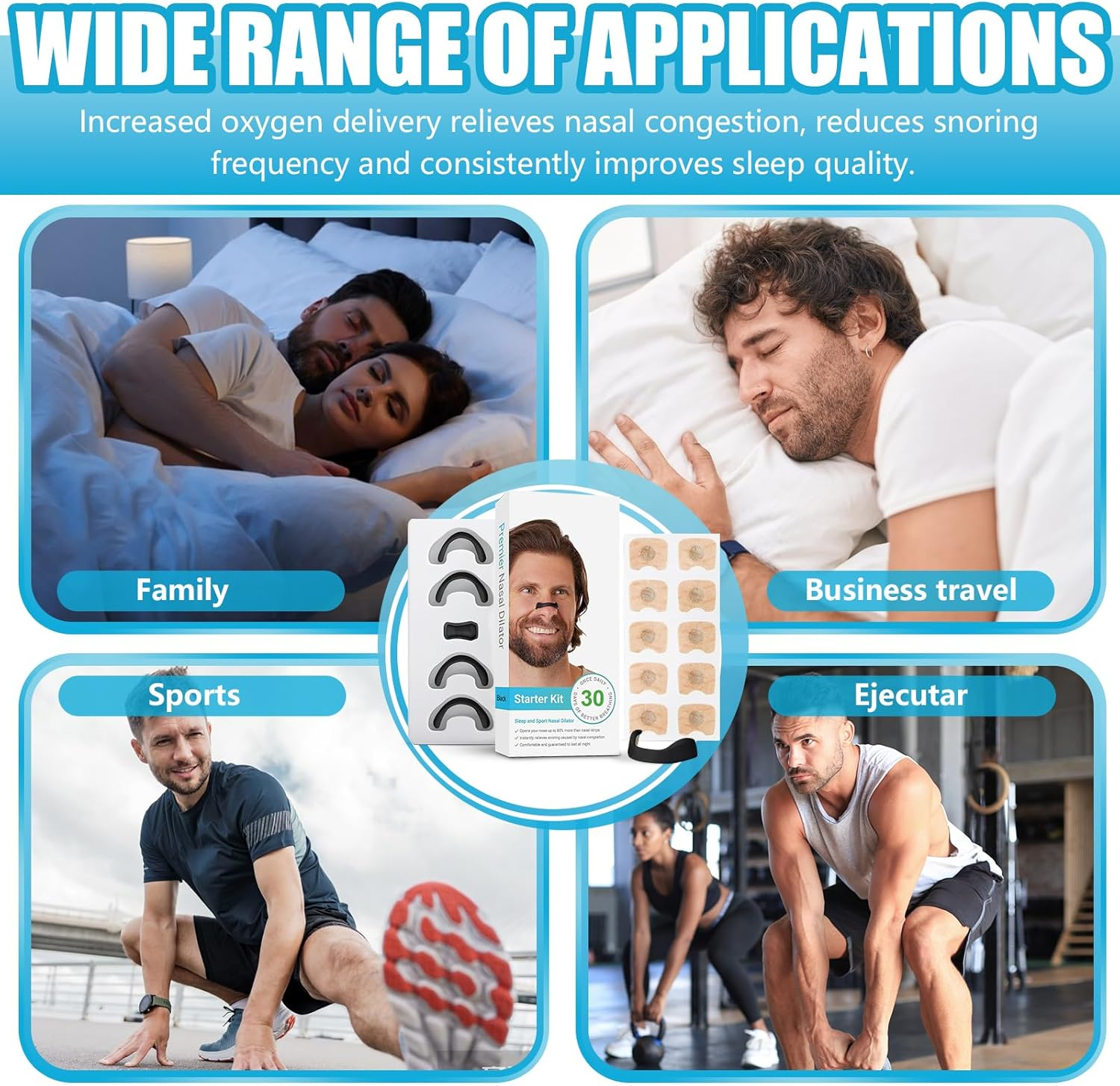 Nasal Strips，Magnetic Nasal Strips - Anti-Snoring & Better Sleep - Comfortable, Reusable Nose Strips with Improved Airflow, Portable Design for Travel & Home Use (60Pcs Black) image number 2