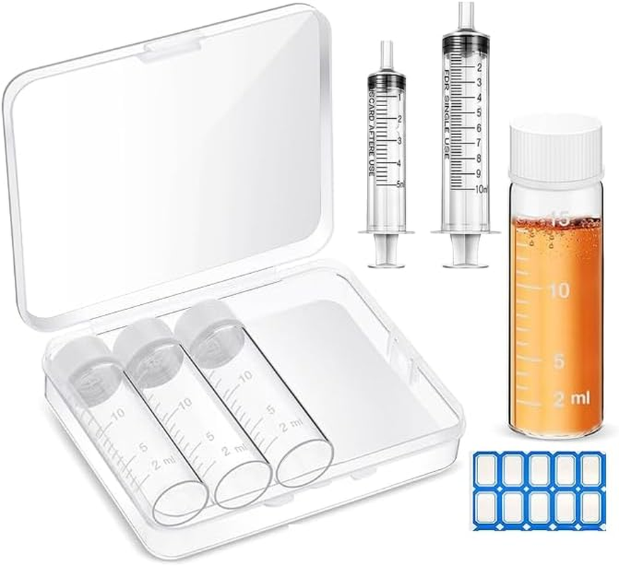 10 Pcs Liquid Medicine Travel Container Glass,Liquid Containers Small Single Dose Medicine Bottles Dispenser, and Leak-Proof Plug Travel Essentials Accessories(Clear,5Ml)