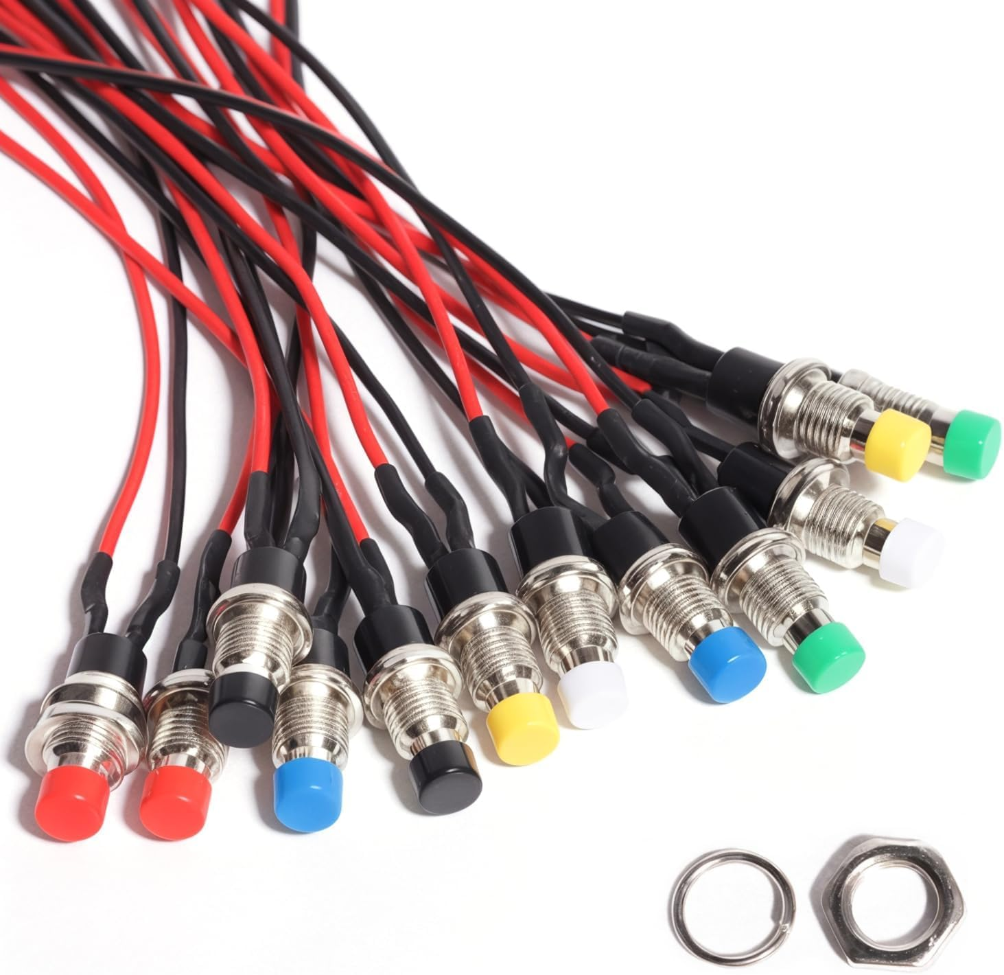 Aikoolwer Momentary Push Button Switch 7Mm 1A 48V Prewired Mini round Spst Normal Open Universal for Car Boat Model Railway Power image number 3