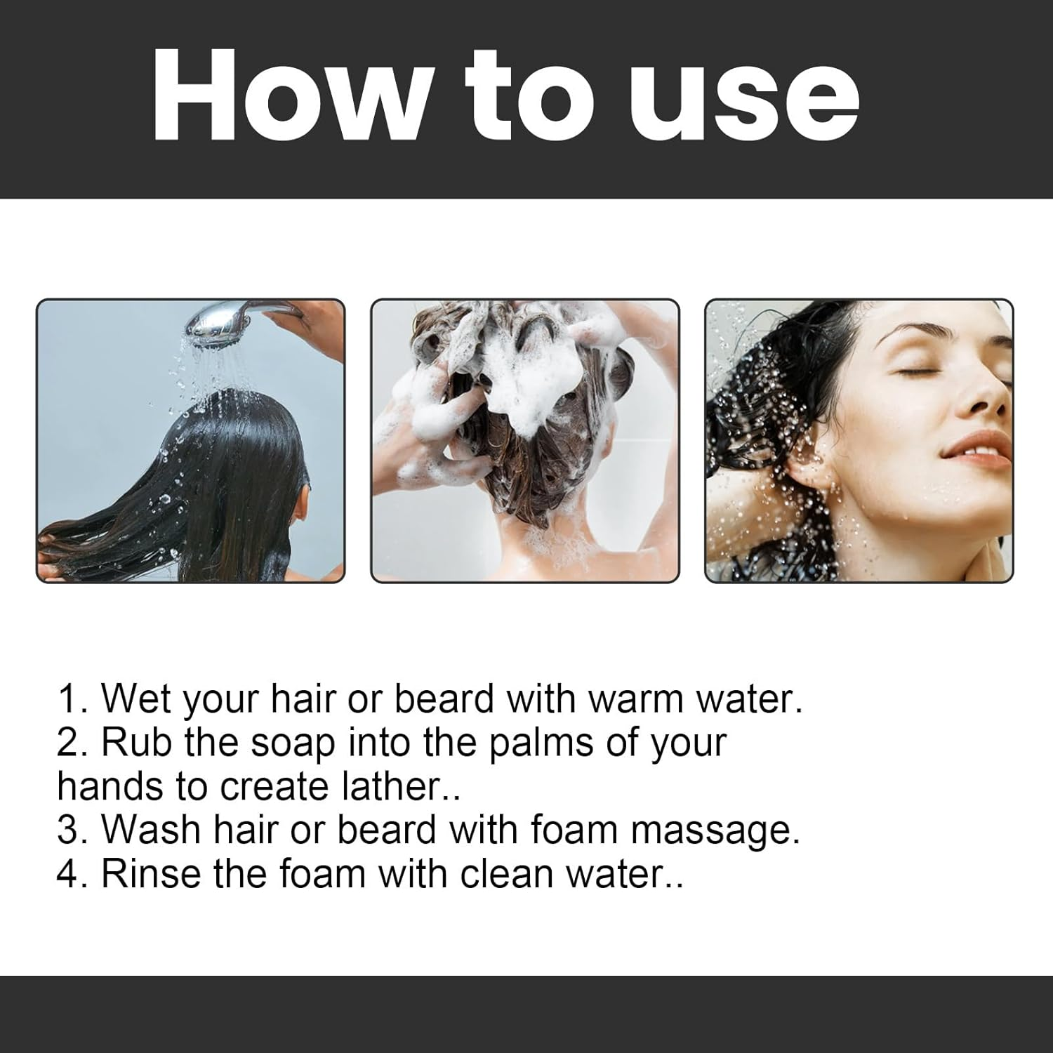 Gray Hair Reversebar - Moisturizing and Nourishing Hair Blackening Soap for Men & Women, Anti-Grey Bar for Shiny Mane Root Activator, Solid Grey Darkening Shampoo Bar (02) image number 4