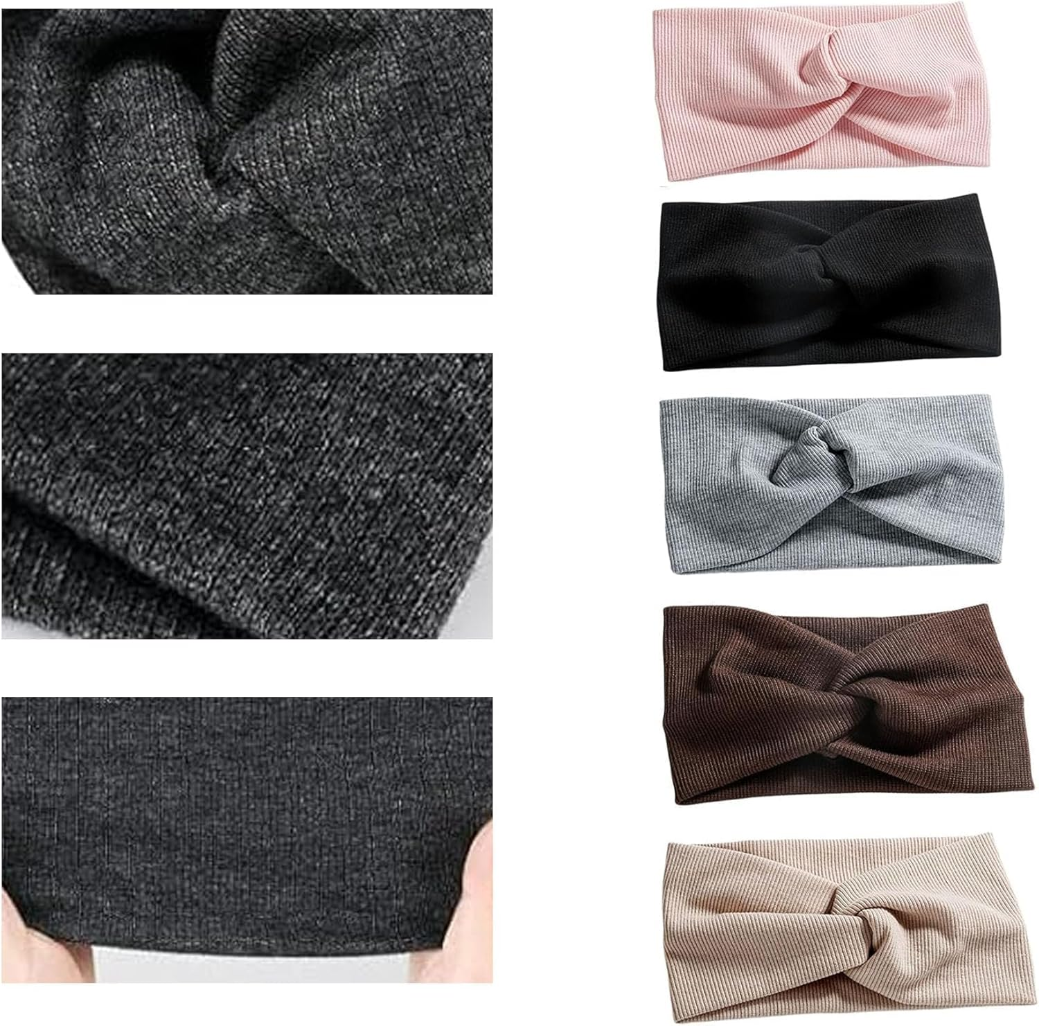 Alriedy Elastic Headbands, Pack of 5 Cotton Hair Bands for Men and Women, Thin Sports Headbands for Yoga and Fitness, Warm and Non-Slip, Ideal for Everyday Use and Sports image number 3