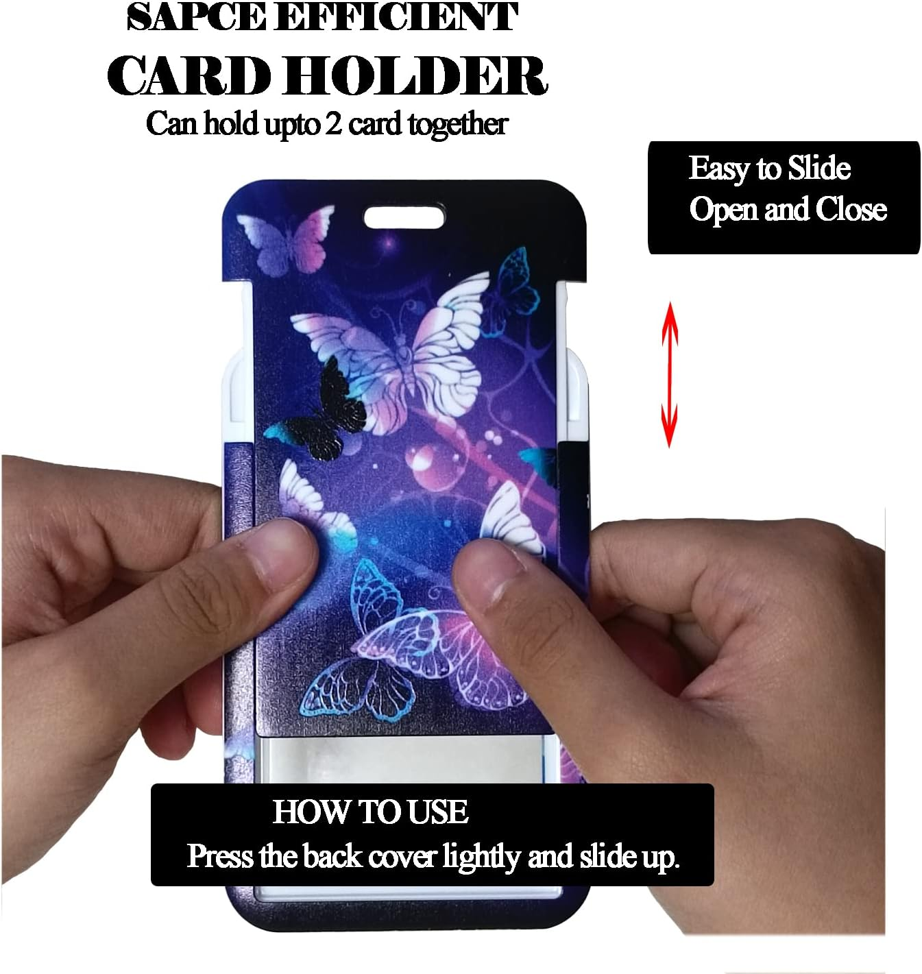 Purple Butterfly Retractable ID Badge Holder with Detachable Lanyard, Fashionable Badge Reel Heavy Duty with Carabiner Clip Lanyards for Keys USB Nurse Medical Student Teacher Office Women Men Gifts - 2 Set Moon image number 3