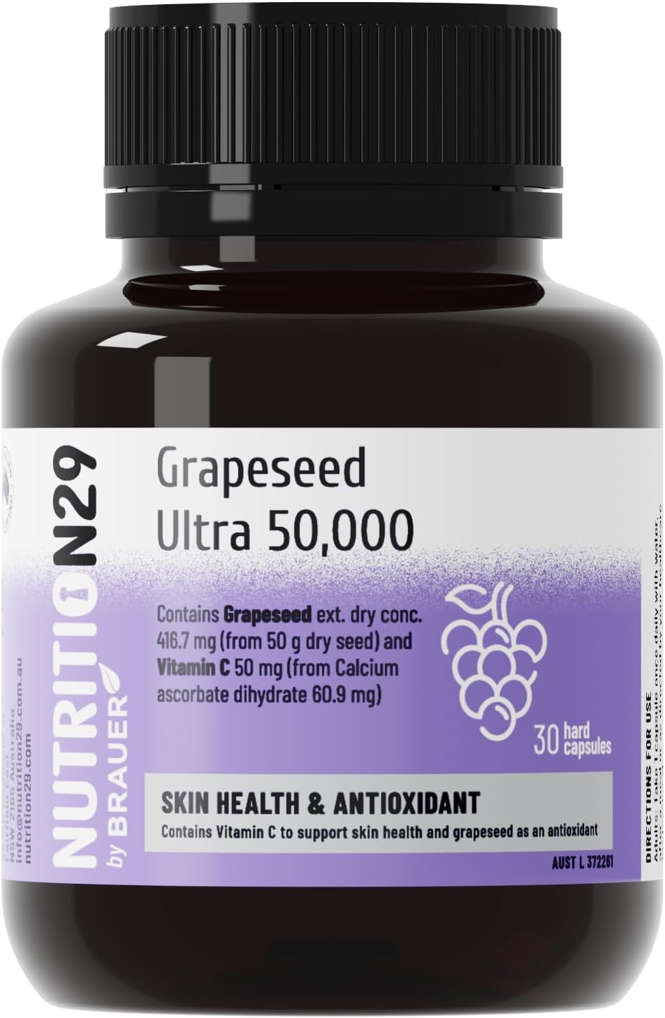Grape Seed Extract 416.7Mg Equivalent to 50,000Mg Dry Seed with Proanthocyanidins & Vitamin C 30/60 Capsules Antioxidant Support for Skin & Immune Health image number 1