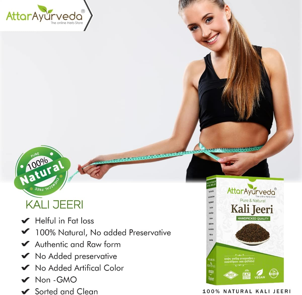 Attar Ayurveda Original Kali Jeeri 100% Natural| No Chemicals or Preservative Sorted Ready to Use Black Cumin or Centratherum Anthelminticum 100 Grams image number 2