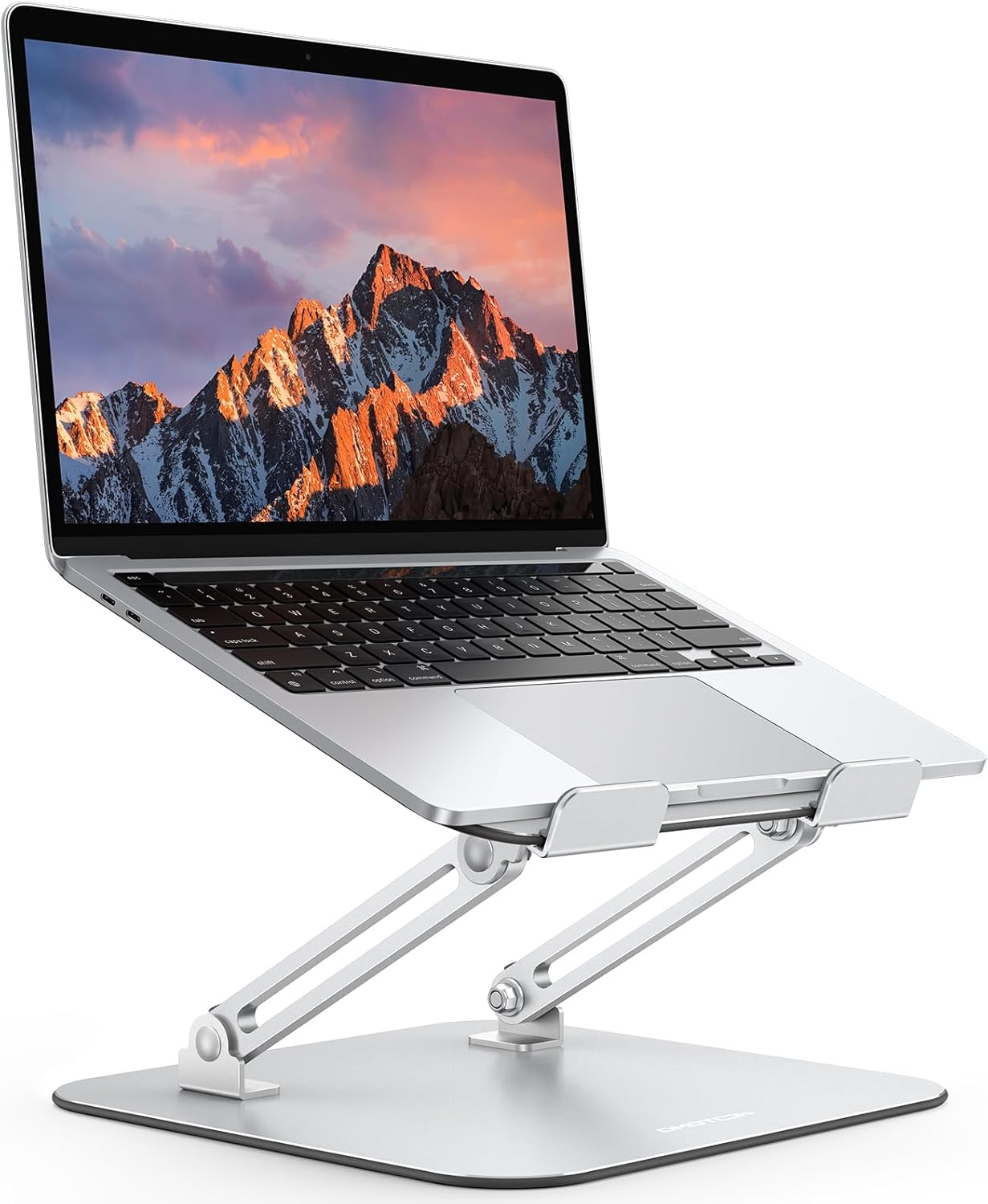 OMOTON Laptop Stand for Desk, Ergonomic Metal Adjustable Laptop Stand, Laptop Holder Riser with Cooling Function, Computer Stand Compatible with Macbook and All Laptops (10-17.2 Inch), Silver image number 4