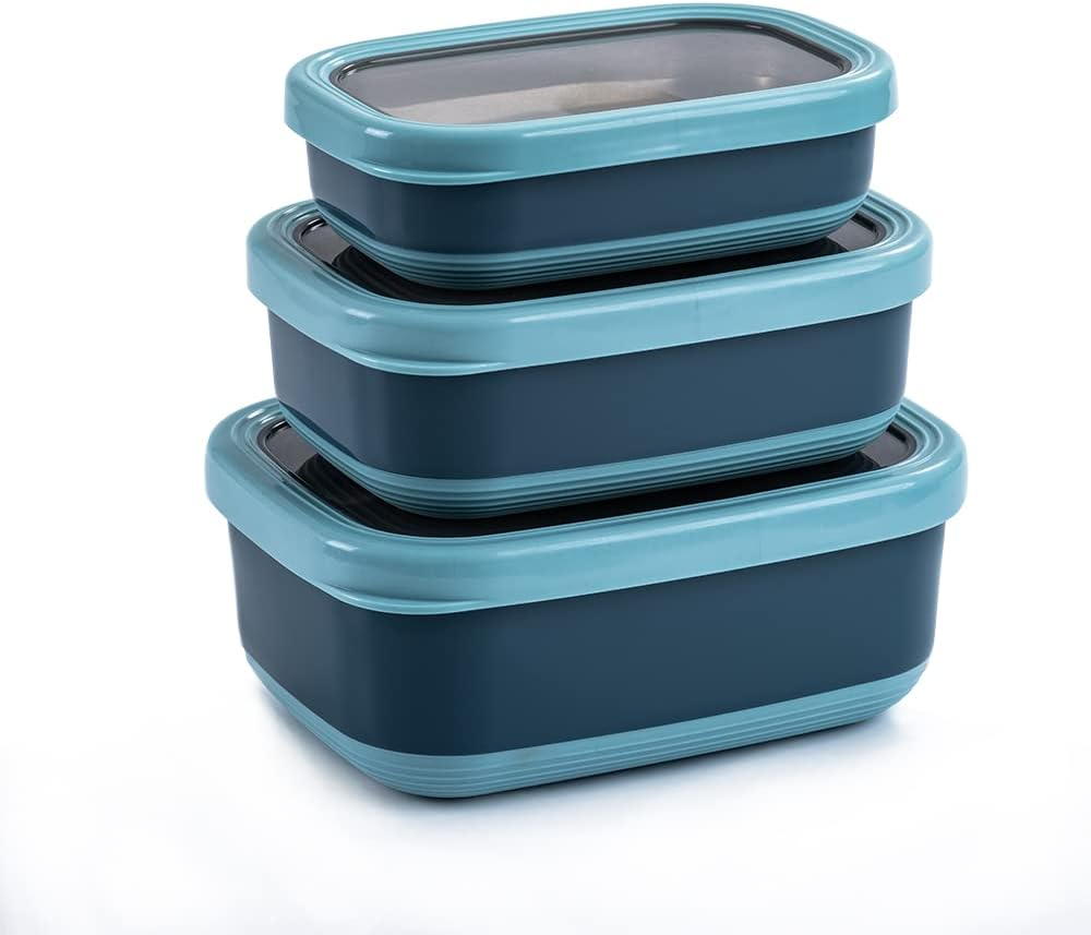 Lille Home Premium Stainless Steel Food Containers/Bento Lunch Box with Anti-Slip Exterior, Set of 3, 470ML, 900ML,1.4L, Leakproof, BPA Free, Portion Control