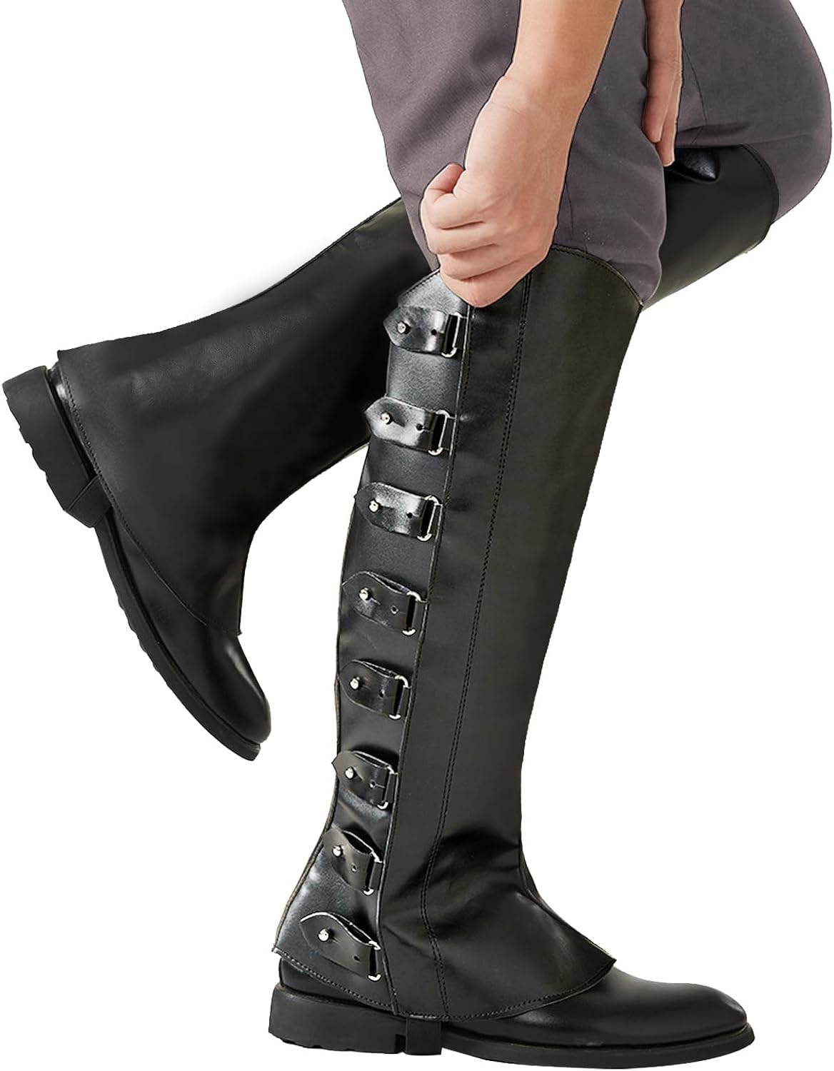 Pirate Boot Covers - Faux Leather Steampunk Renaissance Costume Boot Tops Knight Warrior Cosplay
