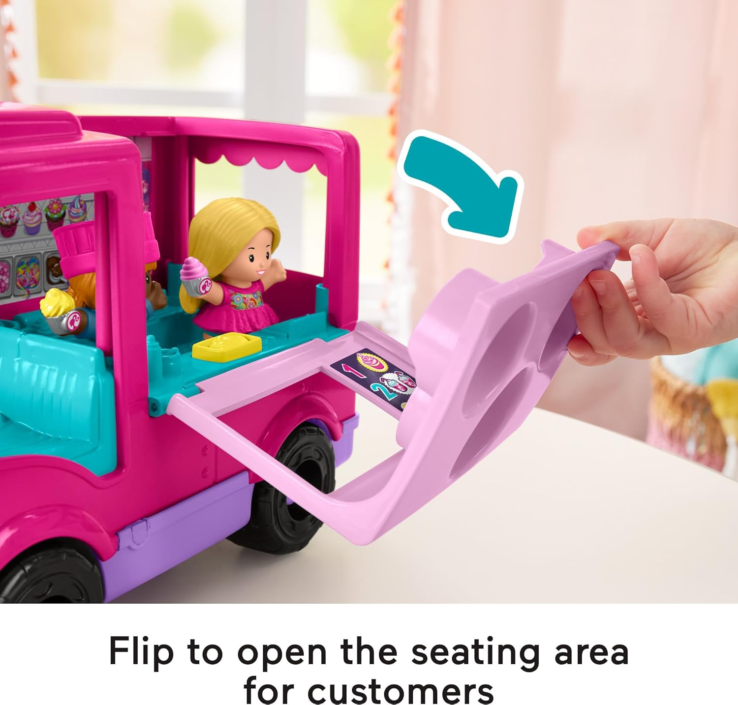 Fisher-Price Little People Barbie Toddler Toy Cupcake Truck Musical Playset with 9 Pieces for Pretend Play Kids Ages 18+ Months (Amazon Exclusive) image number 5
