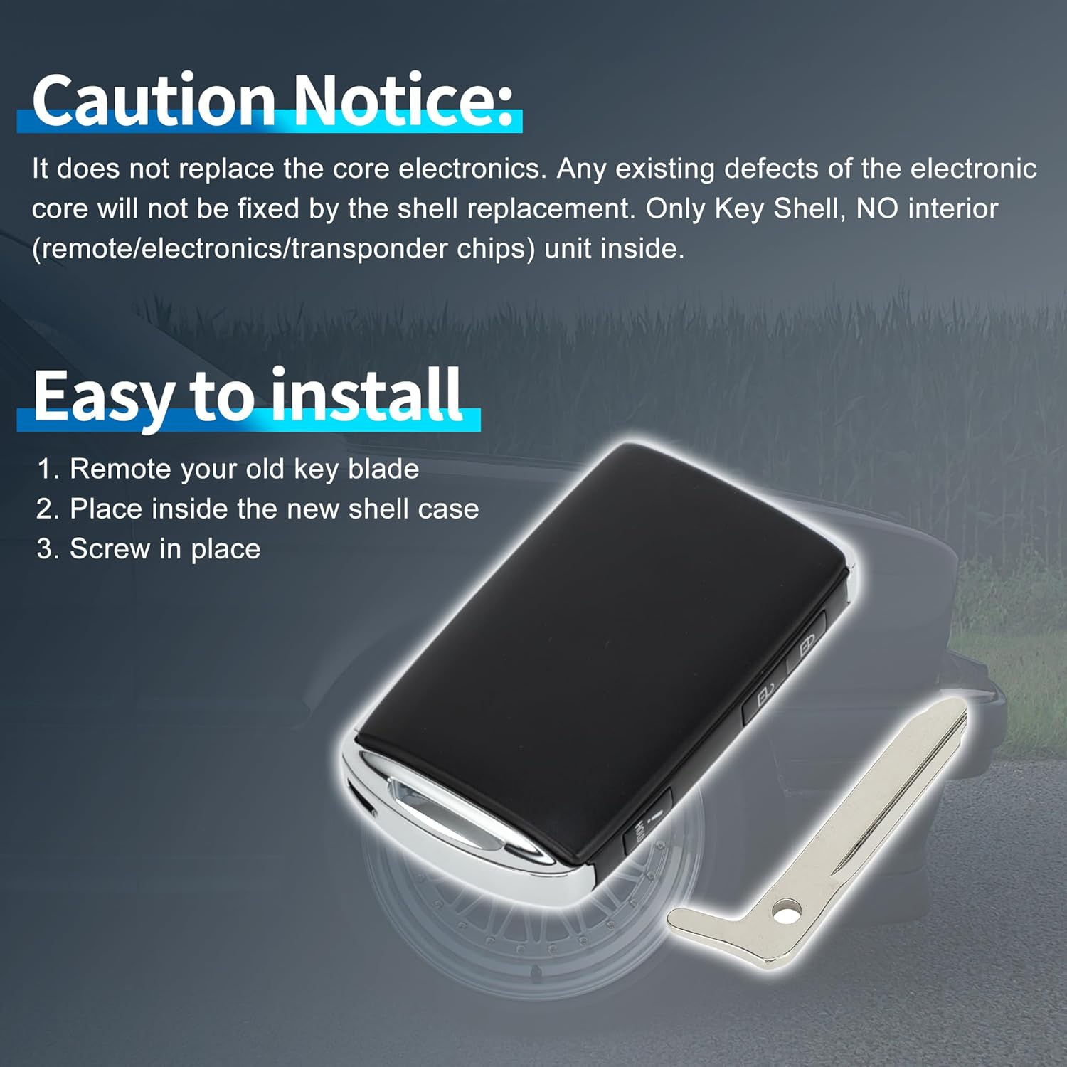 X AUTOHAUX Key Shell Case Keyless Entry Remote Key Fob Replacement Case for Mazda CX-3 2020-2021 for Mazda CX-5 2020-2021 3 Buttons WAZSKE13D03