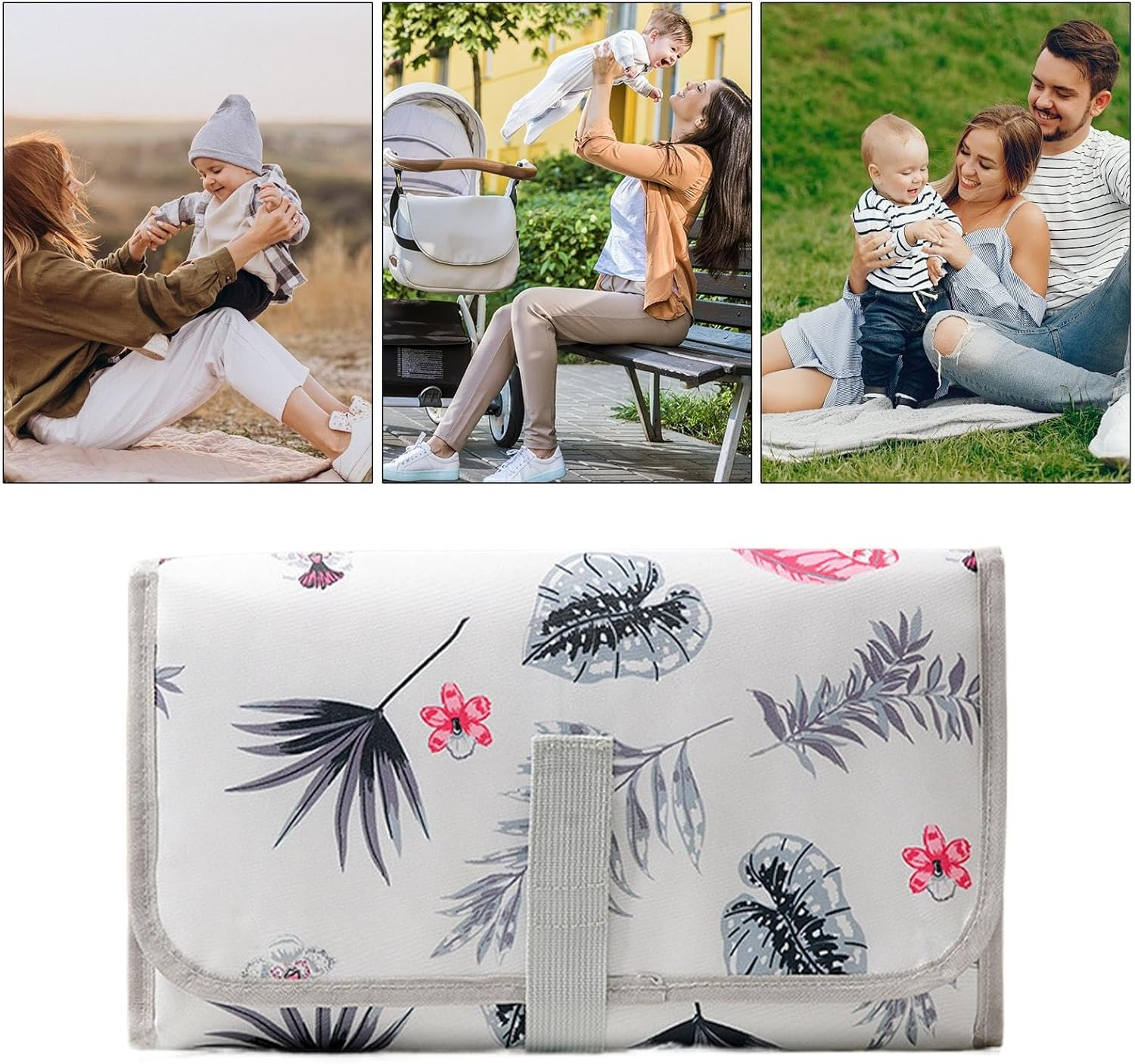 Baby Changing Mat | Diaper Changing Mat Waterproof - with Wipes Pocket, Foldable Stroller Accessories for Hospital Camping Daycare Nursery Dad Mom Postpartum - Zoo image number 7