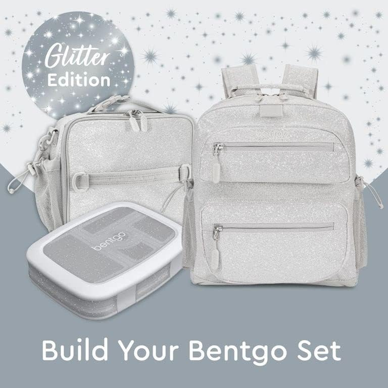 Bentgo&reg; Kids 5-Compartment Lunch Box - Glitter Design for School, Ideal for Ages 3-7, Leak-Proof, Drop-Proof, Dishwasher Safe, & Made with Bpa-Free Materials (Glitter Edition - Silver) image number 5