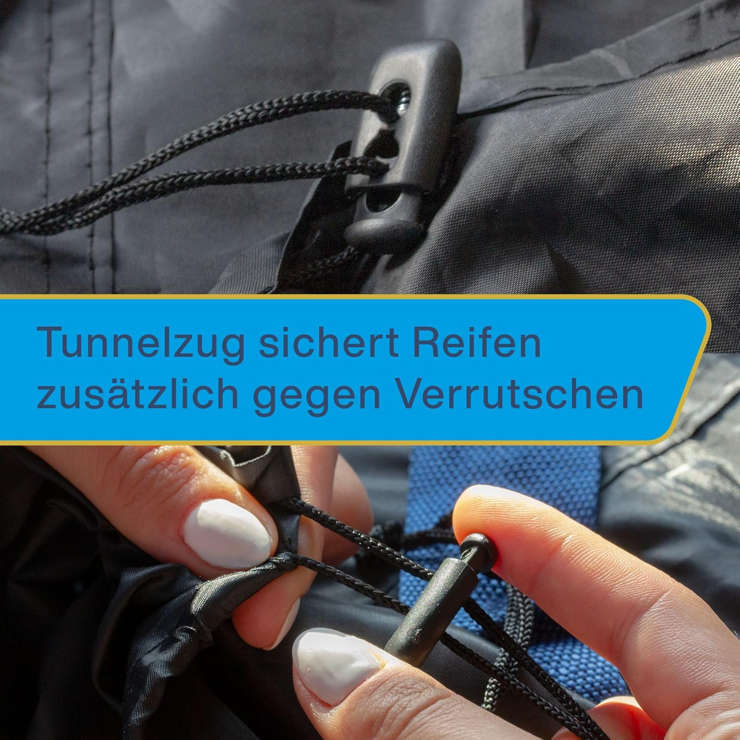 Cartrend Tyre Bag Set, Tyre Protector Cover, 4 Pieces, Water Resistant, Washable, Black/Blue, for Clean Transport and Safe Storage image number 4