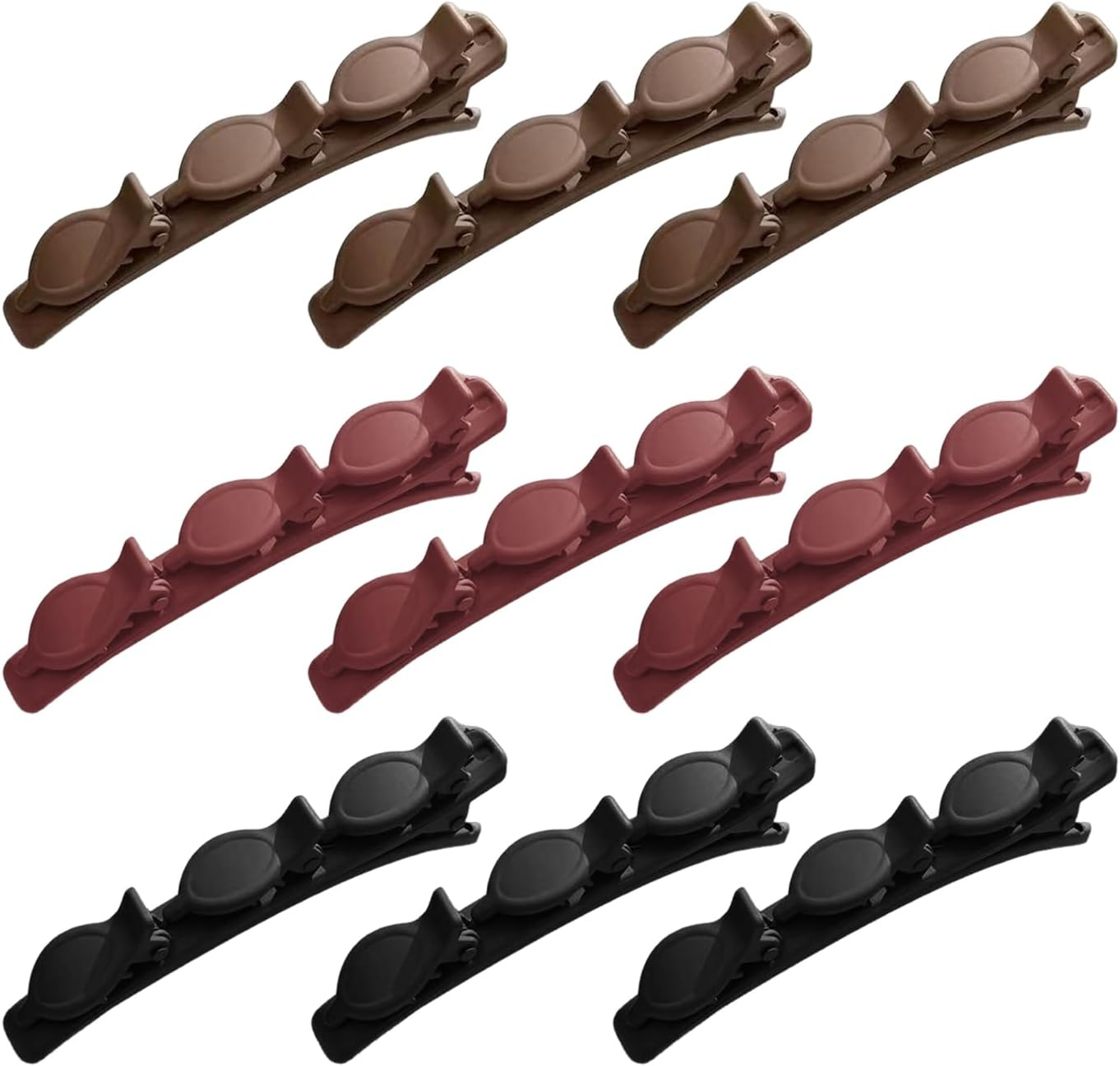 Pack of 9 Simple Double Layer Hair Clips, Braided Hair Side Clips, Elee Styling Hair Clips, Fashionable Daily Duckbill Clips, Women'S Headwear Clips image number 2