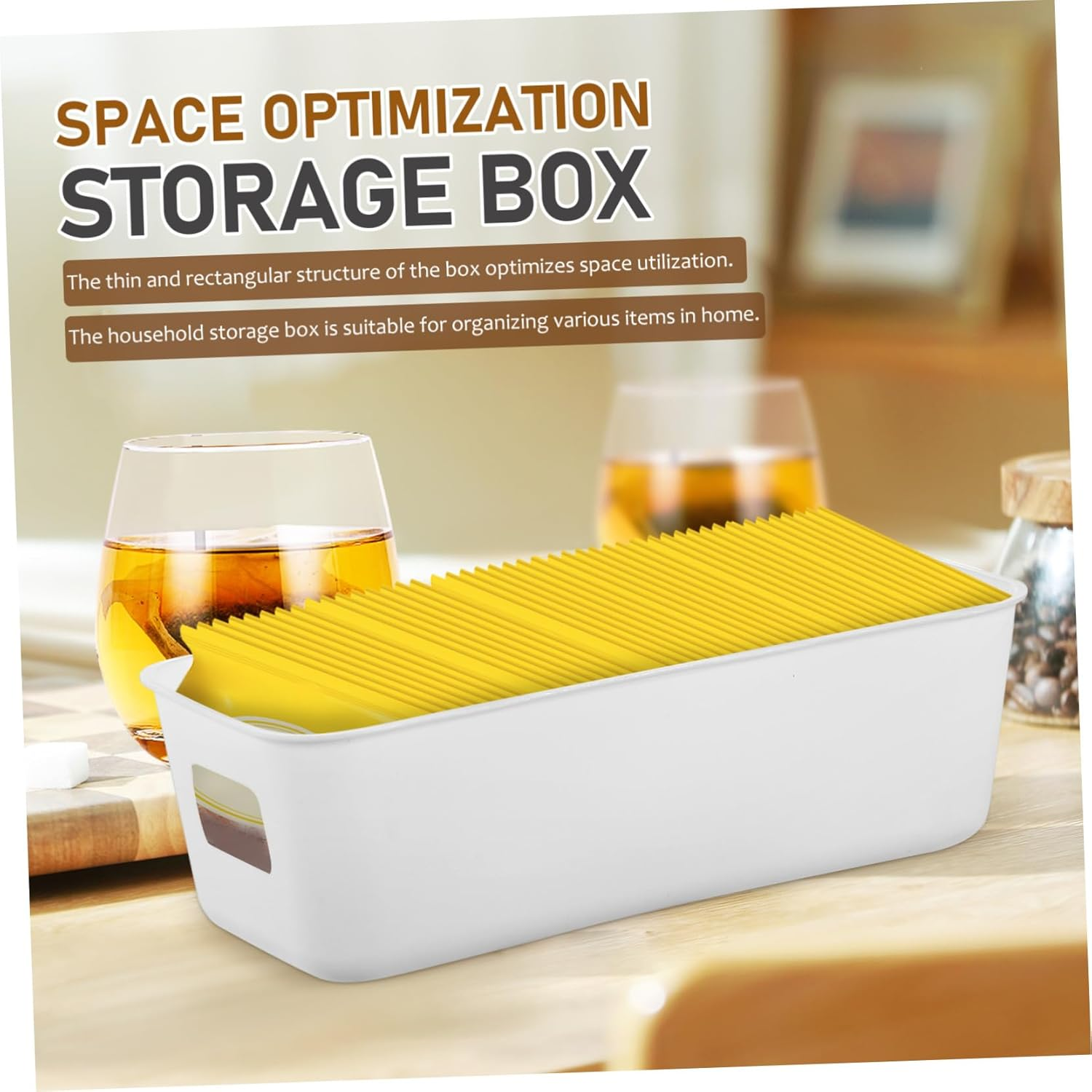 Thin Rectangular Storage Bins 8Pcs Plastic Organizers for Kitchen Pantry and Bathroom Shelves image number 4
