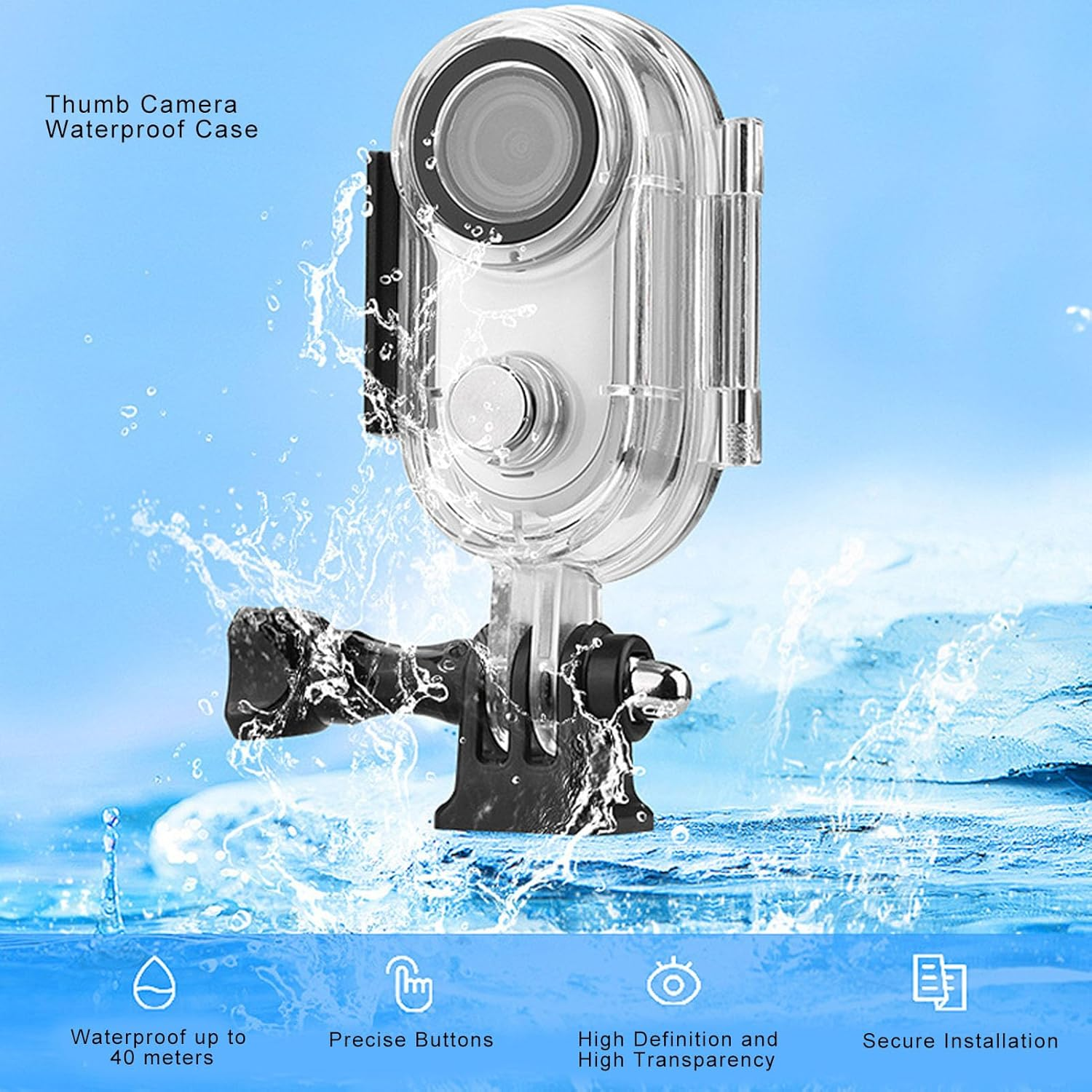 40M Underwater Diving Protective Shell, Waterproof Case with Bracket Accessories for GO3S, Swimming Diving Surfing Photography image number 5