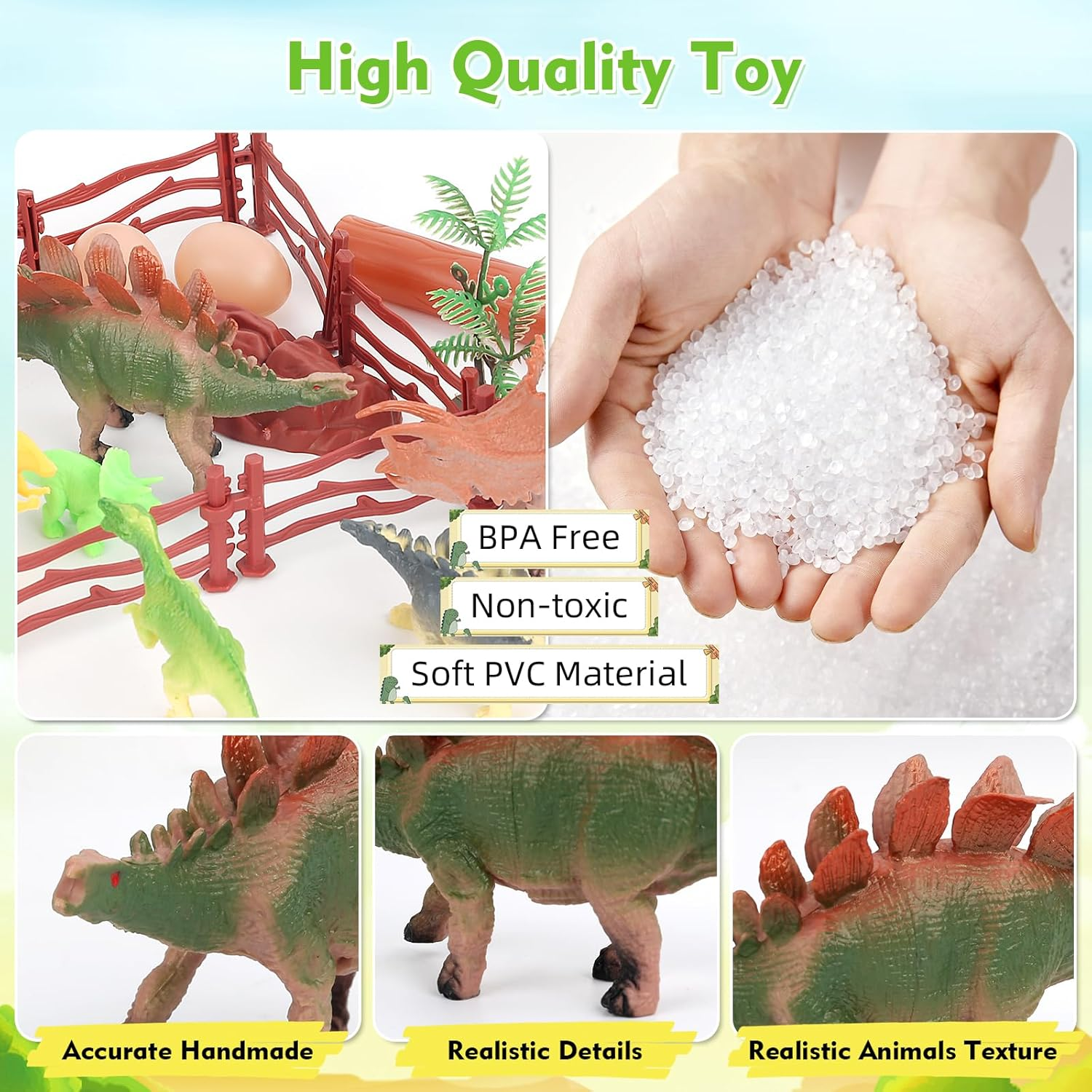 Dinosaur Toys for Kids,45Pcs Realistic Dinosaur Figure Playset with Eggs Trees Fence and a Dino Storage Box to Create a Dino World,Educational Figures, Dinosaur Toys for Toddler Age 3 4 5 6 7 Year Old image number 4
