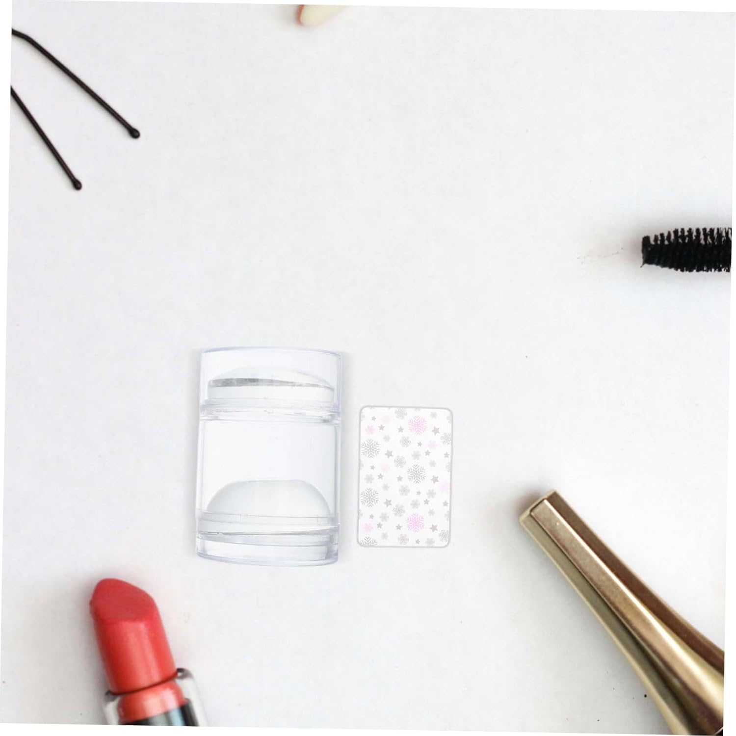 FRCOLOR Silicone French Nail Art Stamper Set Manicure Template Tools Body Jelly Stamping for Nail Art - Rose Gold image number 3